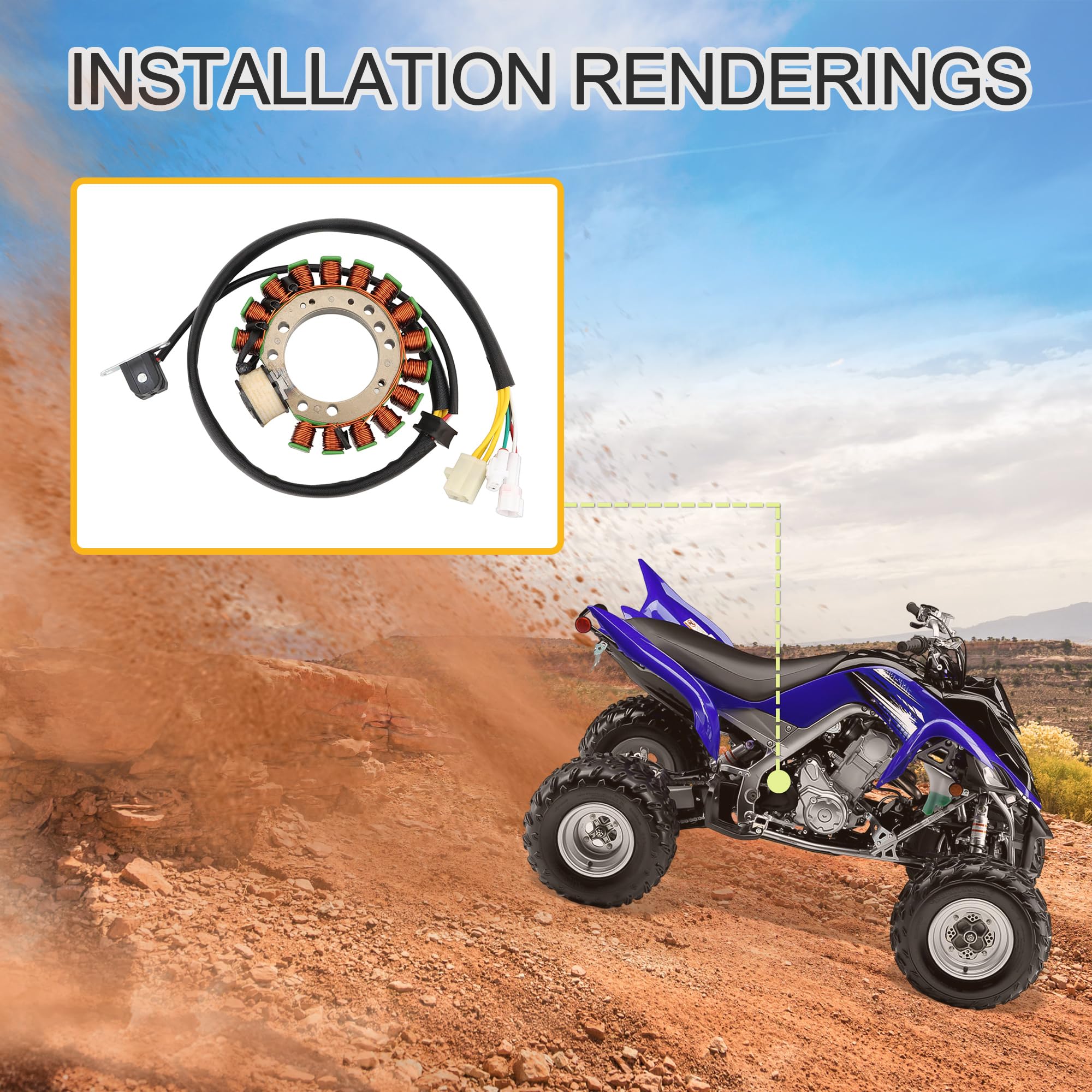 GOOFIT Bobina Estator Reemplazar Para Moto4 Warrior 350 YFM350 State 1995-2001 4G8-85510-00 3HN-85550-10 Generator Magneto ATV
