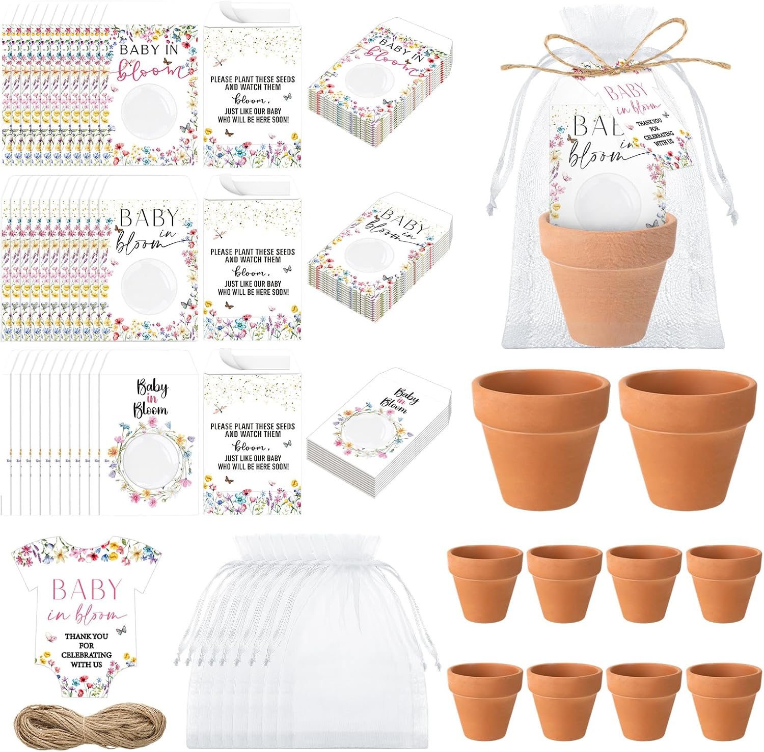 Reallnaive 24 Sets Baby Shower Party Favors Baby in Bloom Seed Packets