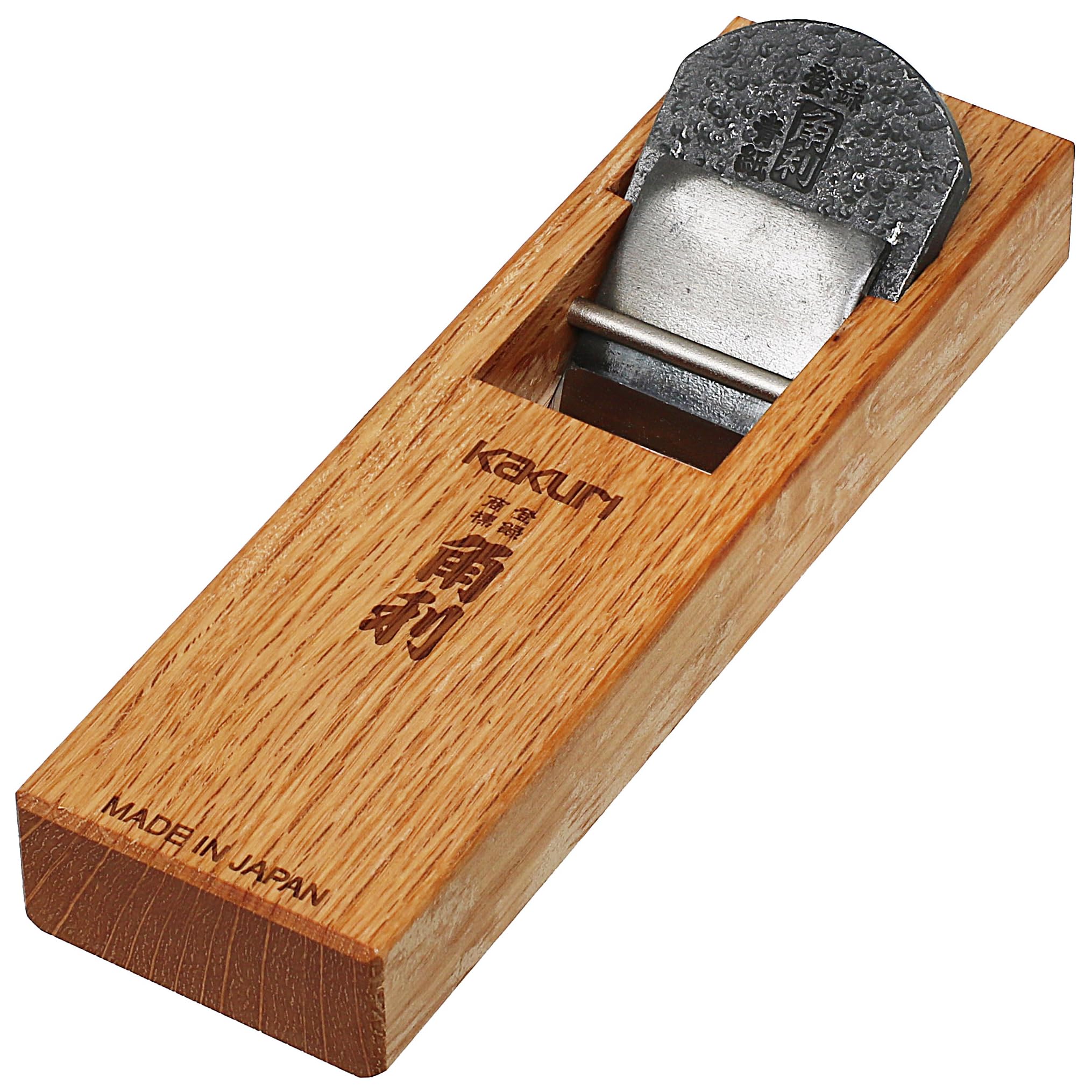 KAKURI Japanese Block Plane 42mm for Woodworking - KANNA Professional Hand Plane for Smoothing & Chamfering - Blue Steel #2 (Aogami) Blade, Red Oak Body (Oil Finish) - Made in Japan