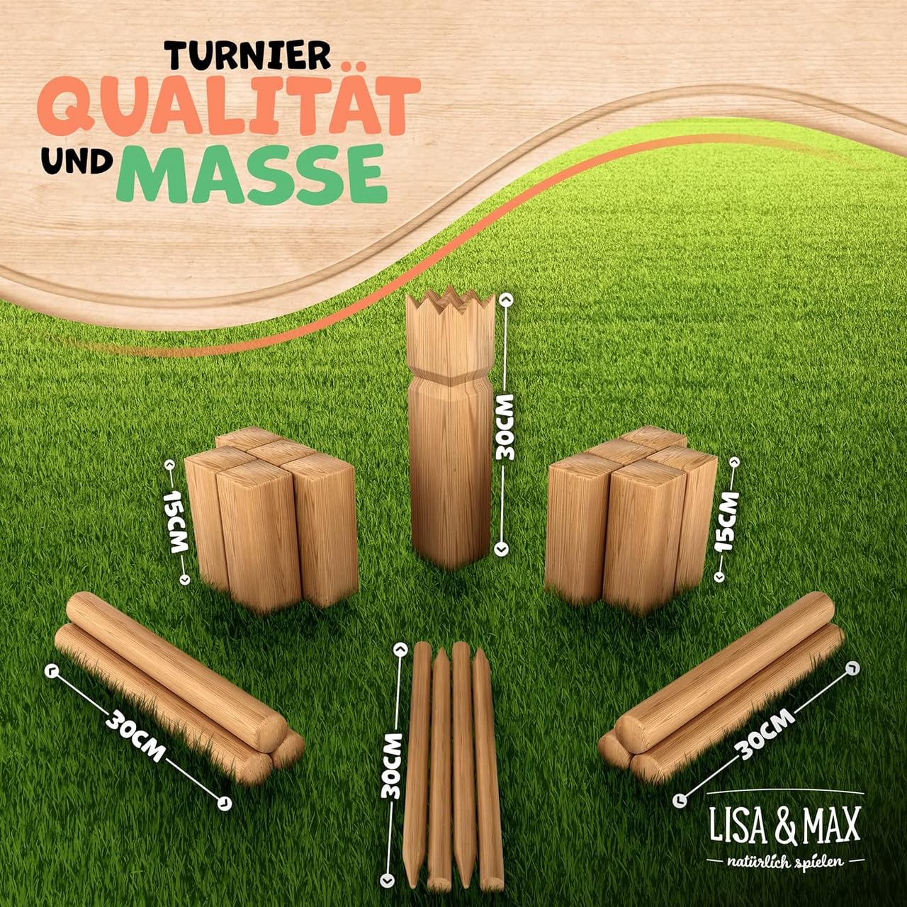 Holtaz Spel Kubb Vikingschaak van hout Zweedse schaakstukken Buitenspel voor het hele