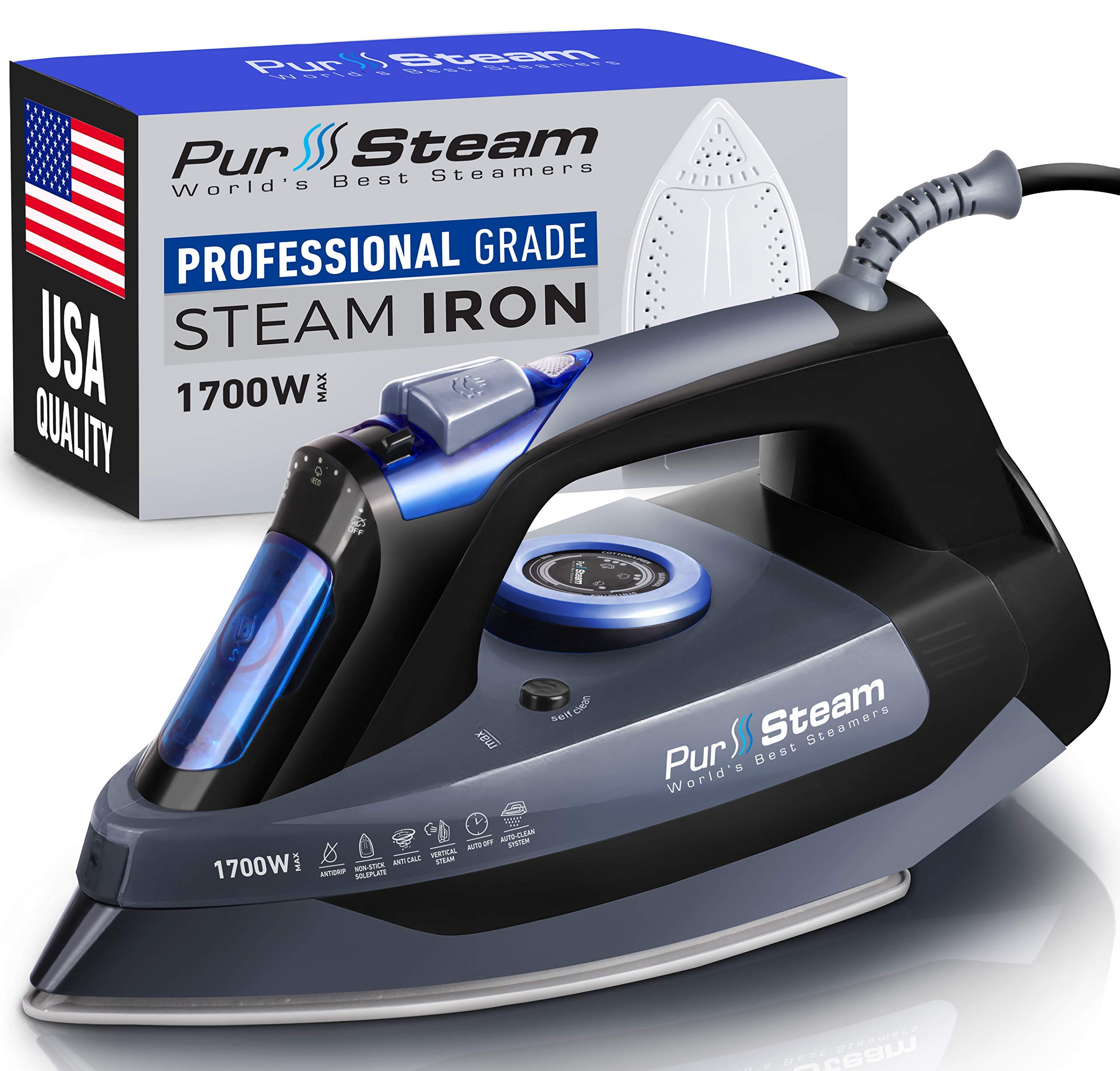 Buy Professional Grade 1700W Steam Iron for Clothes with Rapid Even
