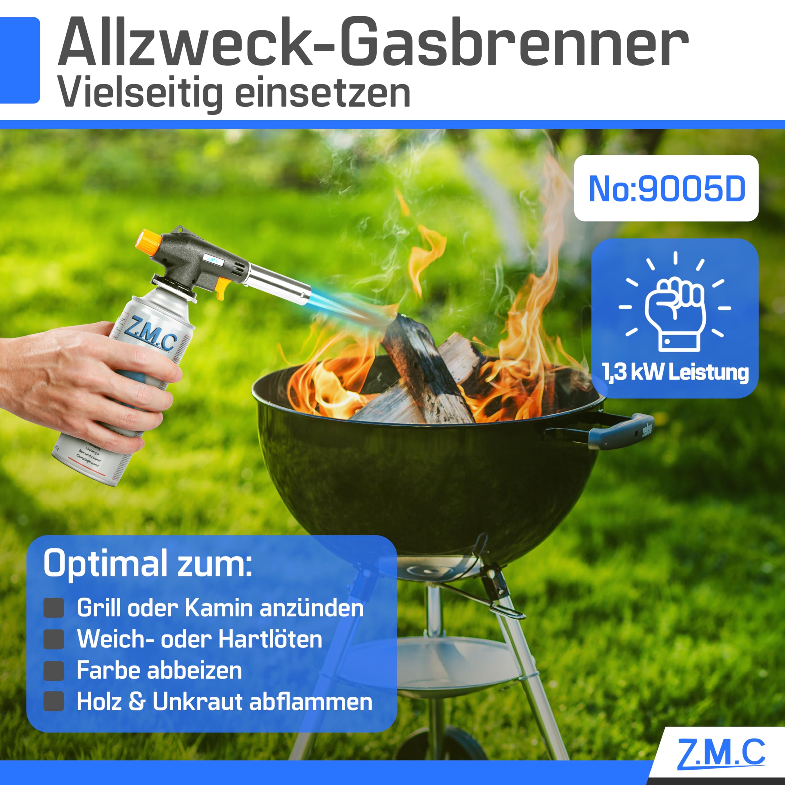 Z.M.C Bruciatore a gas + 28 cartucce a gas da 227 g, bruciatore a flamber fino a 1300 °C, torcia a saldatura, torcia da cucina con fiamma regolabile