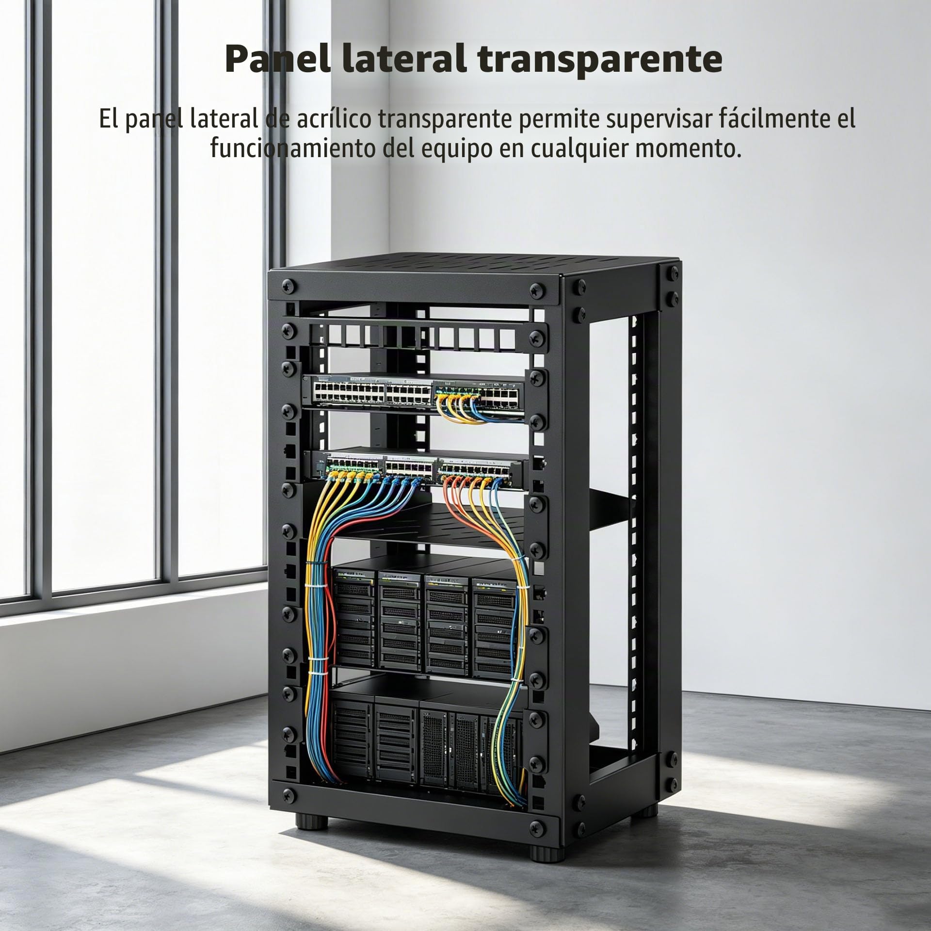 Armario para Servidores de 8U, Mini Rack para Servidores de 10 Pulgadas para Redes, Servidores, Equipos Audiovisuales y Proyectos de Bricolaje, 7,87 Pulgadas de Profundidad, Negro