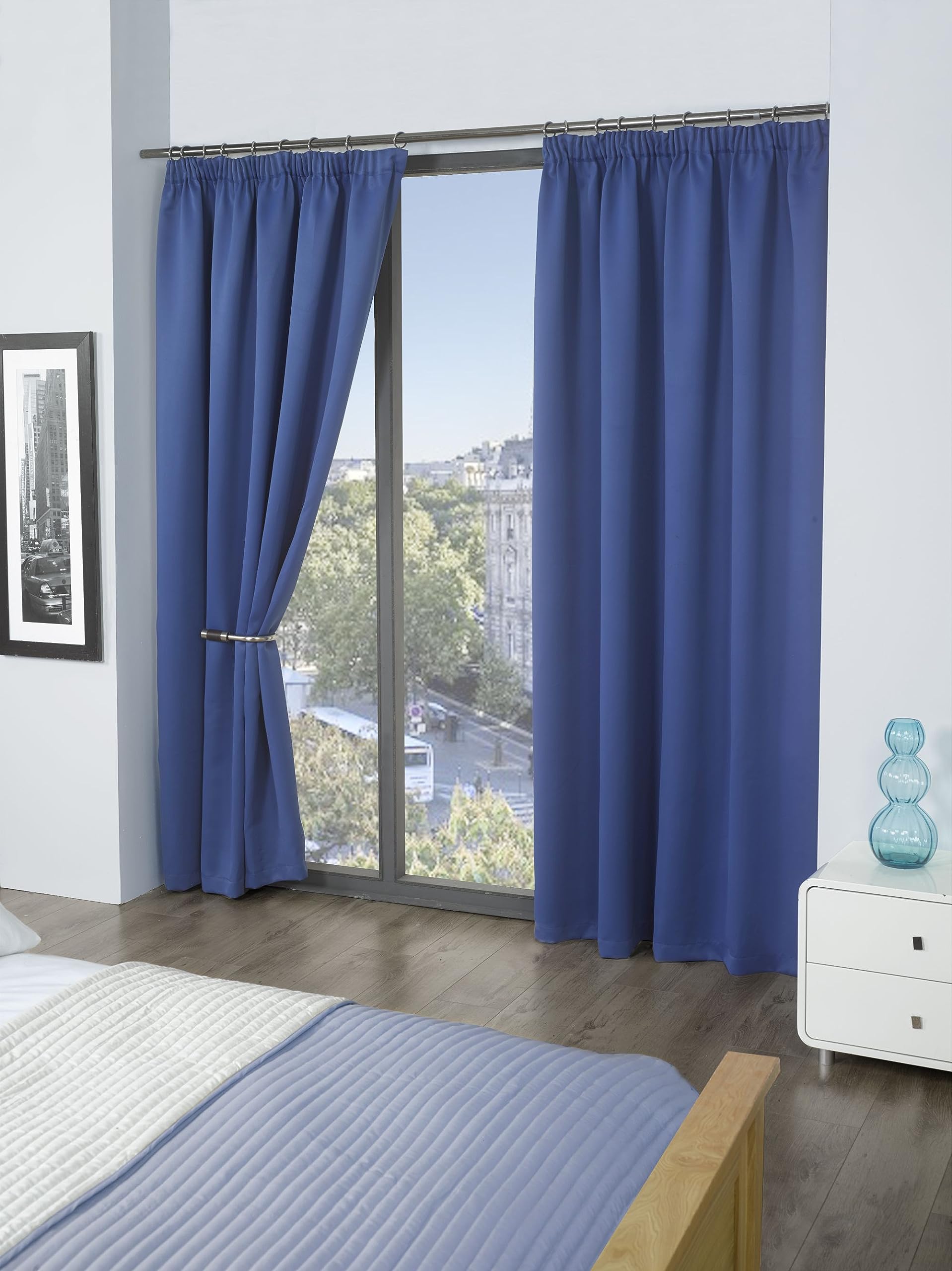 Tony's Textiles Thermal Supersoft Blackout Curtains Blue 66" x 54" (168cm x 137cm), W 66" x L 54" (2 Panels) - Image 4