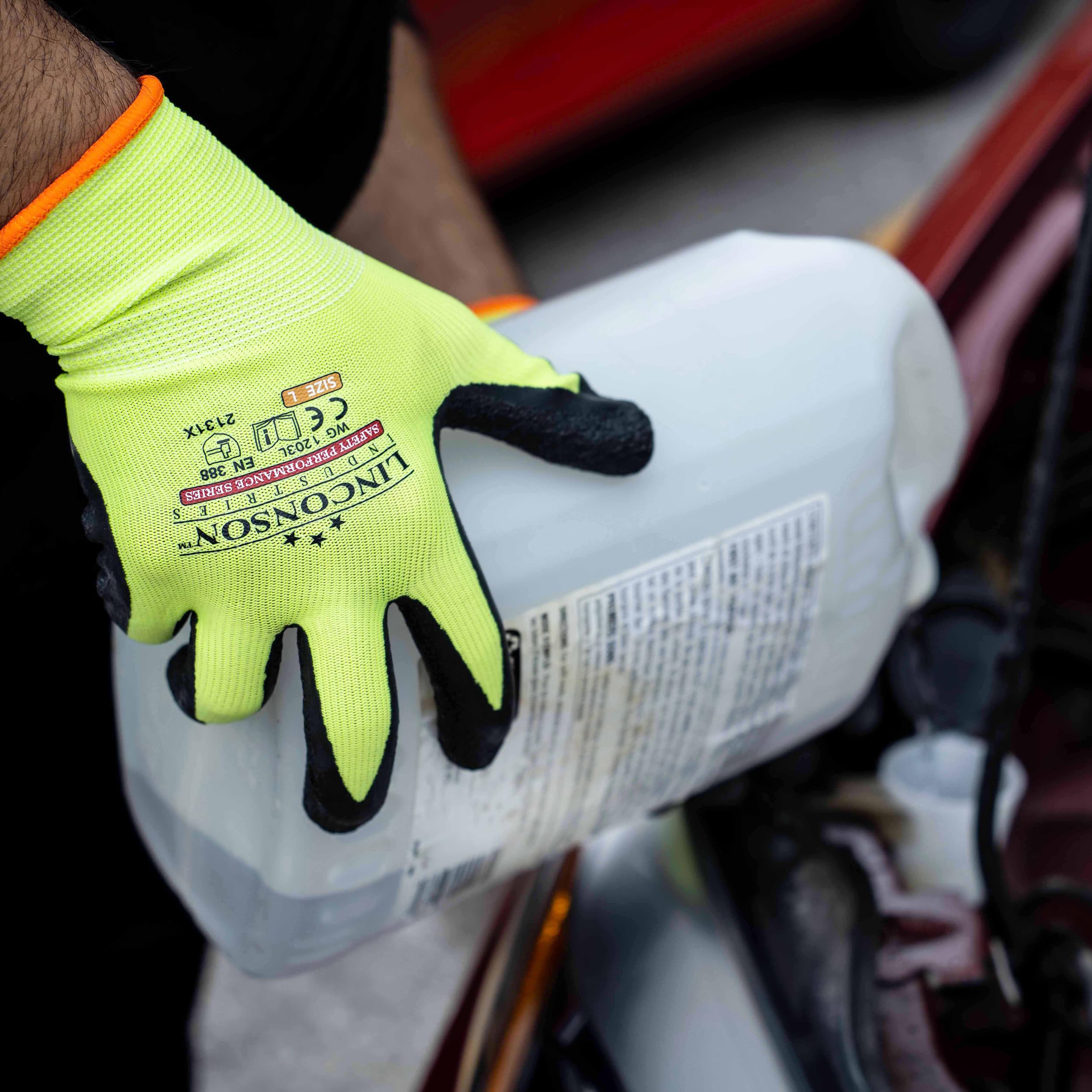 linconson 12-pak Safety Performance Series Construction Mechanics Wrinkle Latex Work Gloves