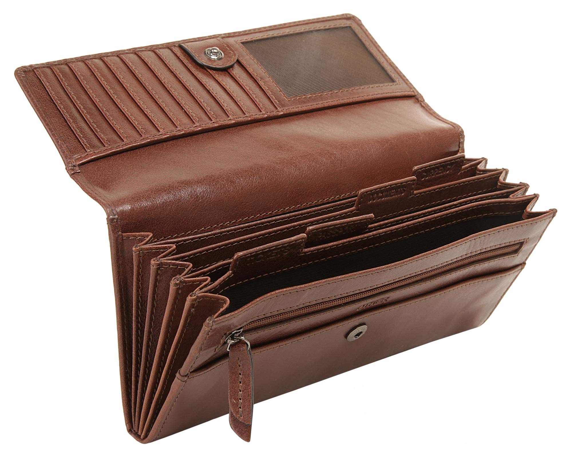 X-ZONE Tickettasche Echt Leder Herren, Damen | Travel Organizer mit Reisepassfach | Dokumententasche für Reiseunterlagen | Boarding Pass Etui mit Kartenfächern cognac | 020075