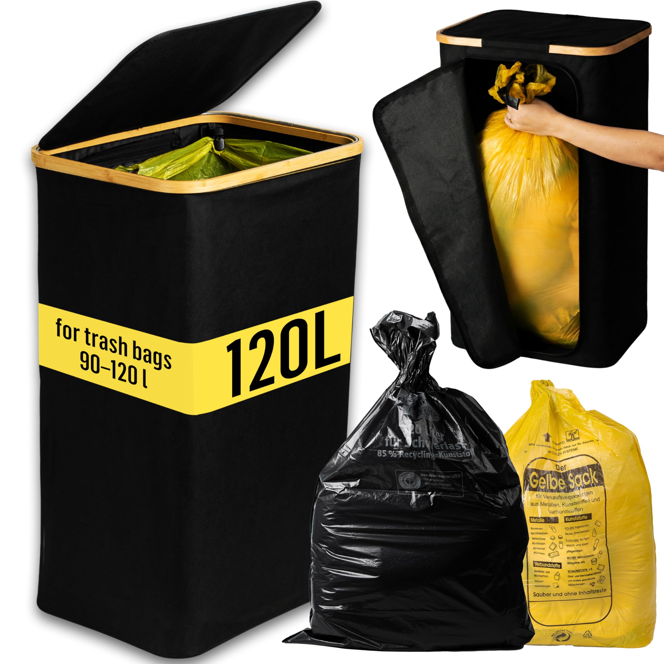 Deco haus Supporto per sacchi gialli 90-120L [borsa di trasporto extra]