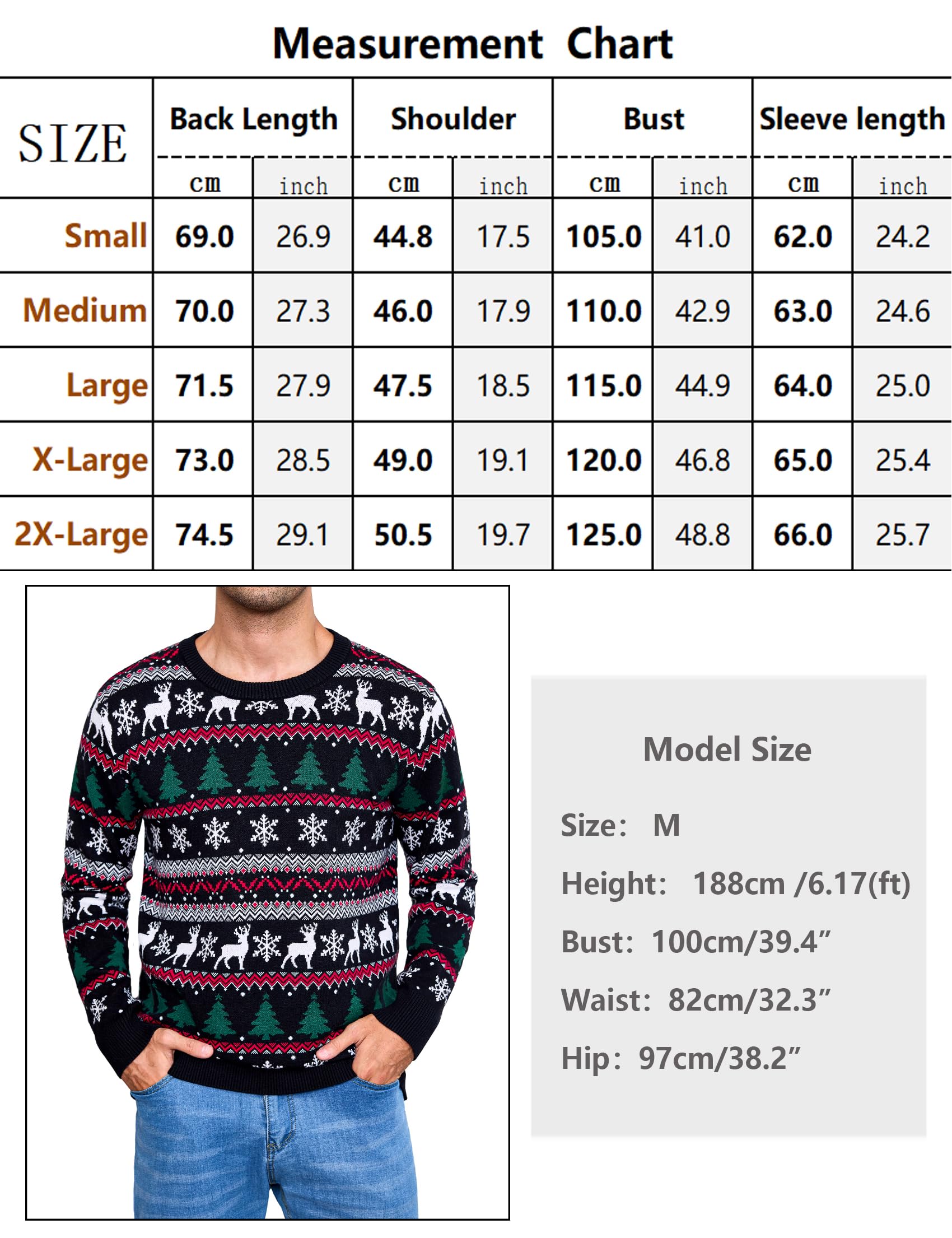 Gyabnw Jersey de Navidad Hombre de Punto Manga Larga Cuello Redondo