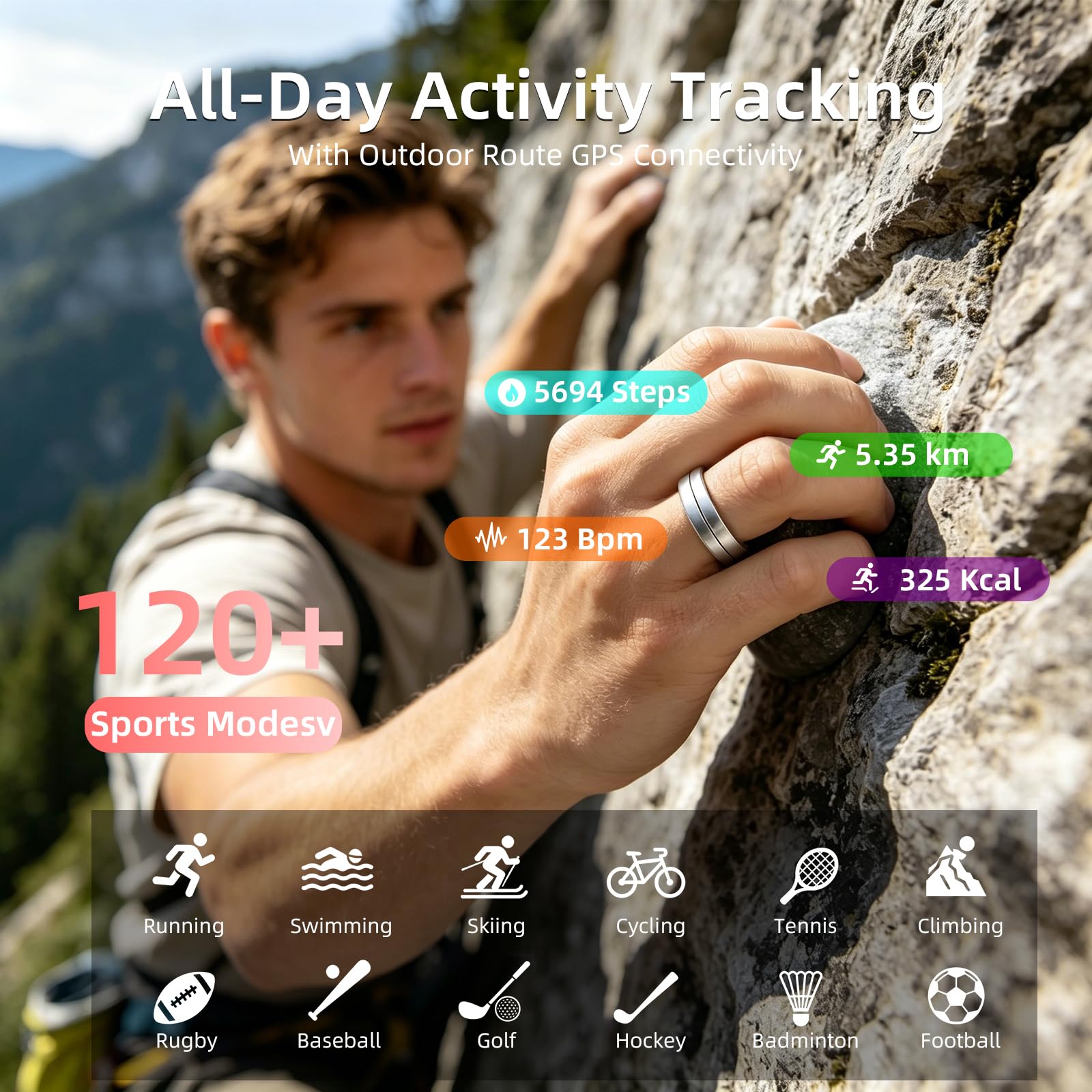 AI Health Smart Ring (Matte Black) Gallery Image