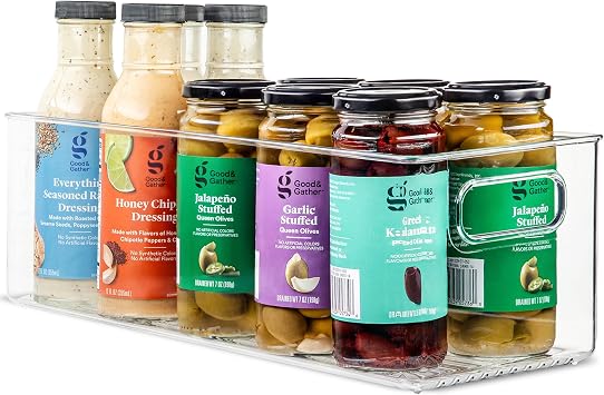 primebox Plastic Food Storage 1 Pack Clear Container Bin with Handles for Organizing Kitchen, Pantry, Refrigerator, Freezer, Pantry, Cabinet, Closet, Bathroom. 16x6x5