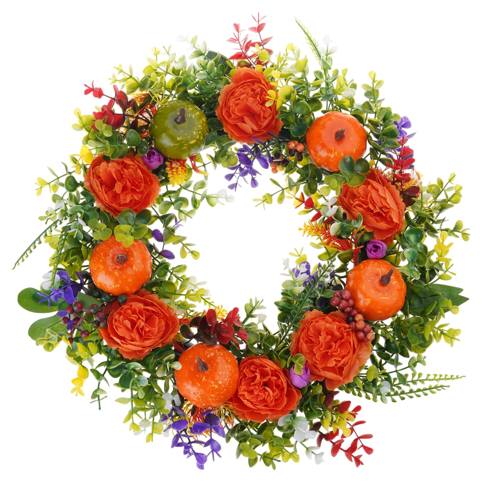 Tsophreniq NonFading Pumpkins Peonies Wreath Hanging Ornament for Safe Family Decoration Peonies Pumpkins Wreath