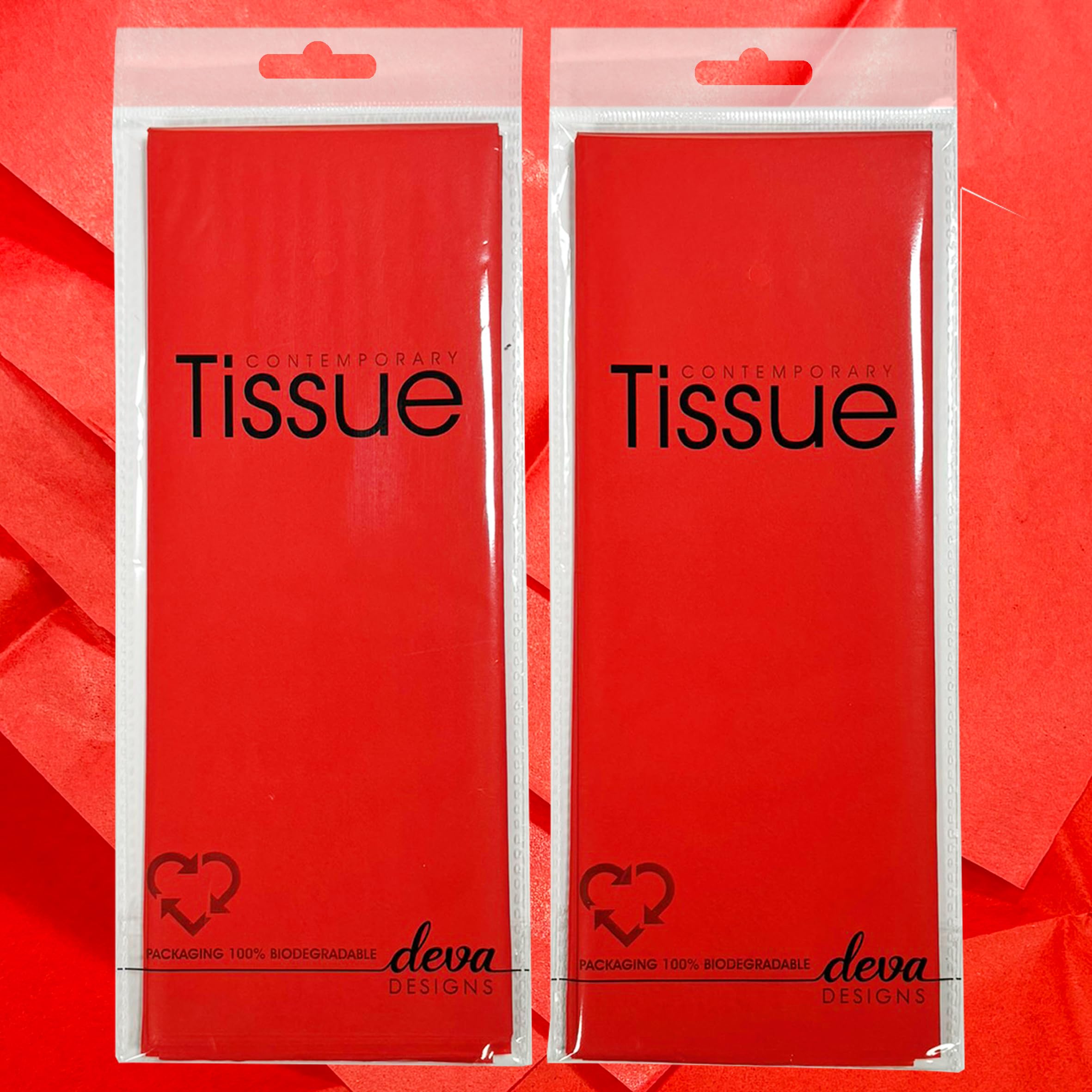 Deva Designs Red Tissue | 8 Sheets Of Tissue Paper | 2 Packs, Each With 4 Sheets Premium Quality Tissue | Biodegradable Packaging | Each Sheet 50X70cm, Ideal For Gift Wrapping And Crafting