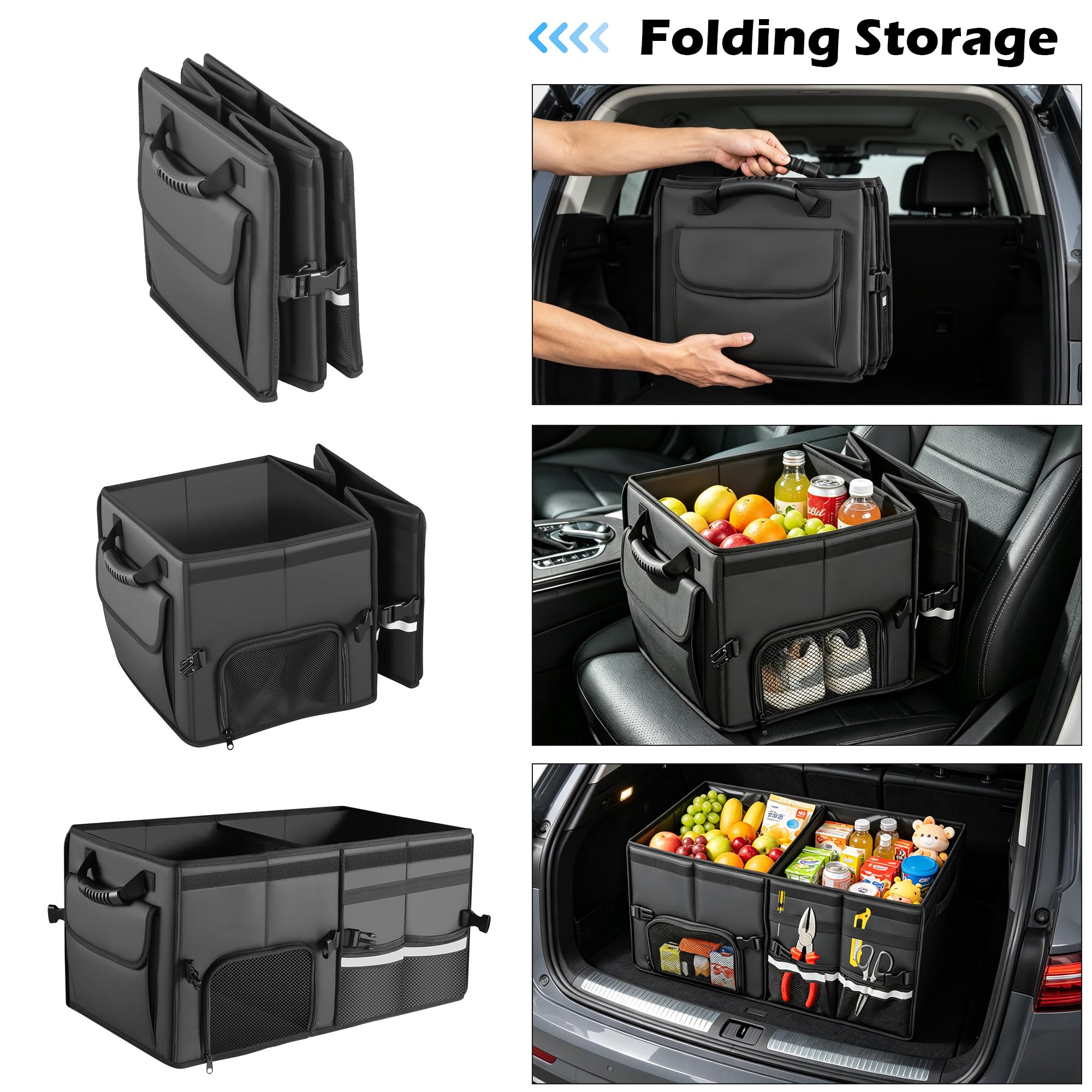Kofferraum Organizer Auto, Leder Aufbewahrungsbox,2 Compartment