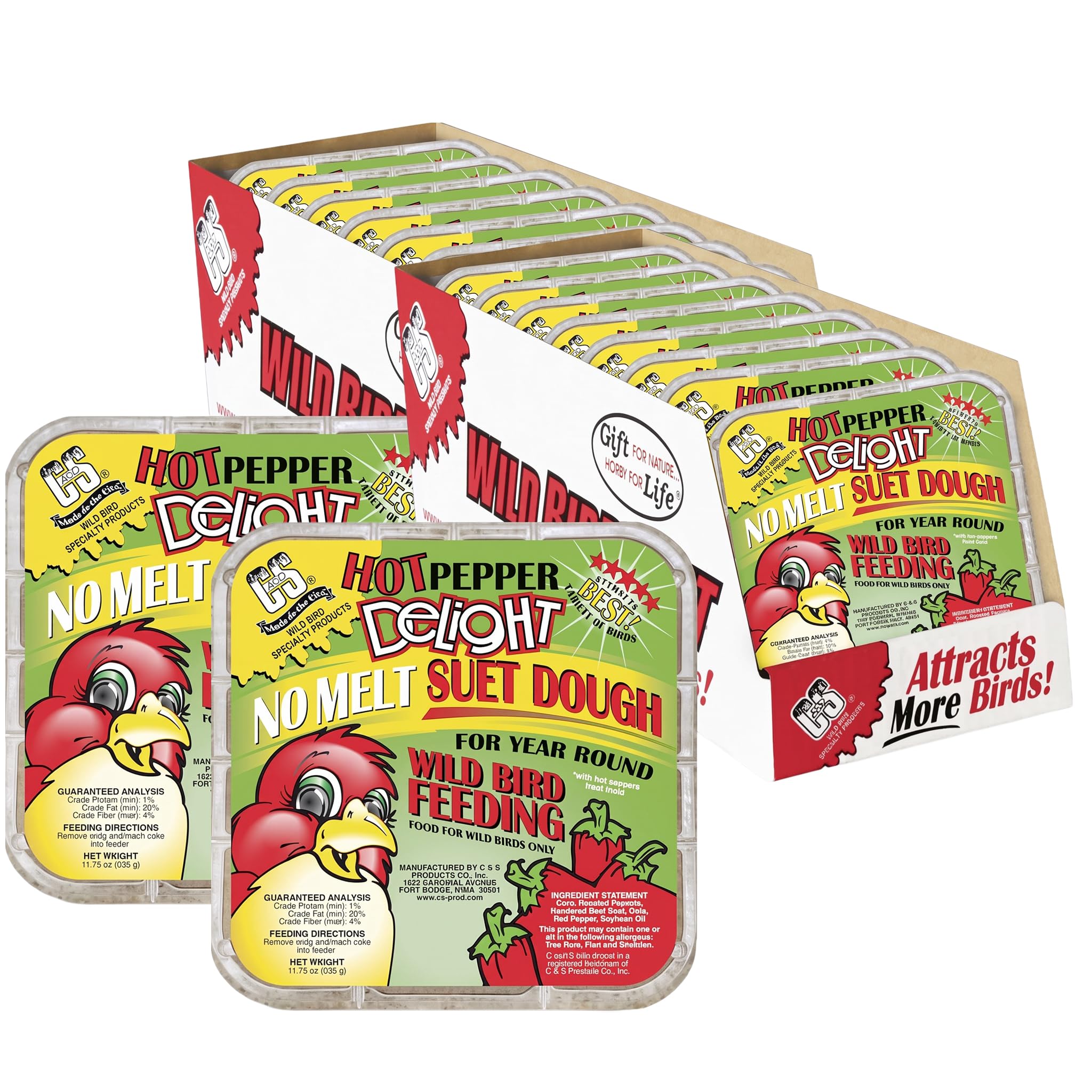 C&amp;S Hot Pepper Delight No Melt Suet Dough 11.75 Ounces,(Pack of 16)