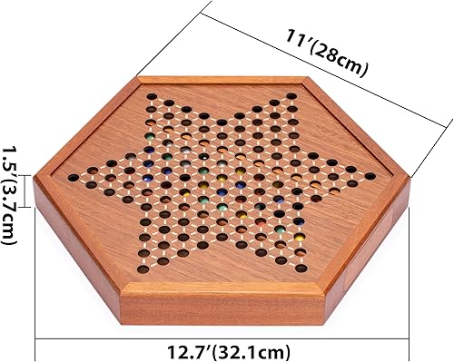 Miniatura 5 de Yellow Mountain Imports Juego de mesa Halma de madera con cajón de almacenamiento y canicas de vidrio de color sólido (0.630 in)