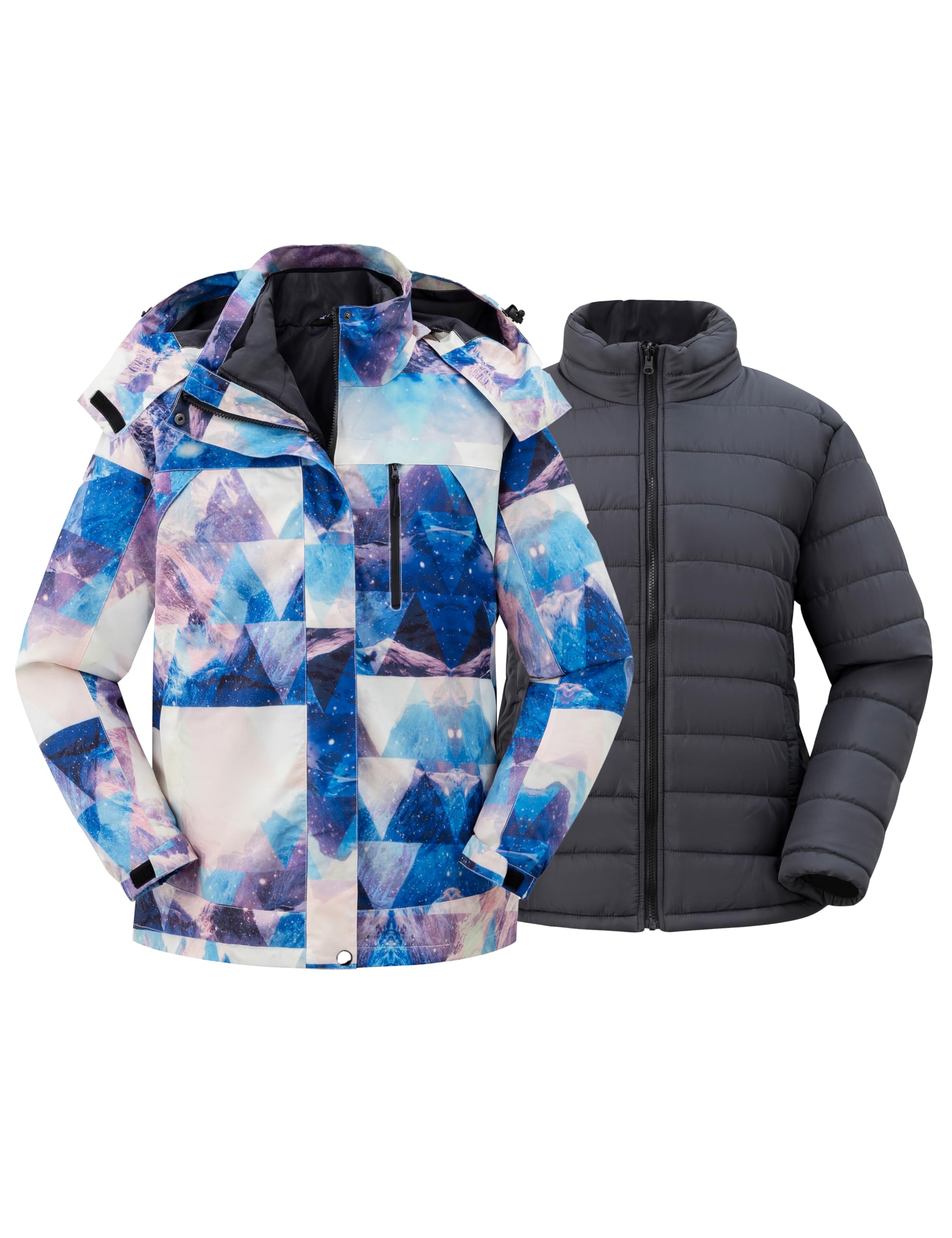 wantdo Women's 3 in 1 Plus Size Winter Coats Waterproof Ski Jacket
