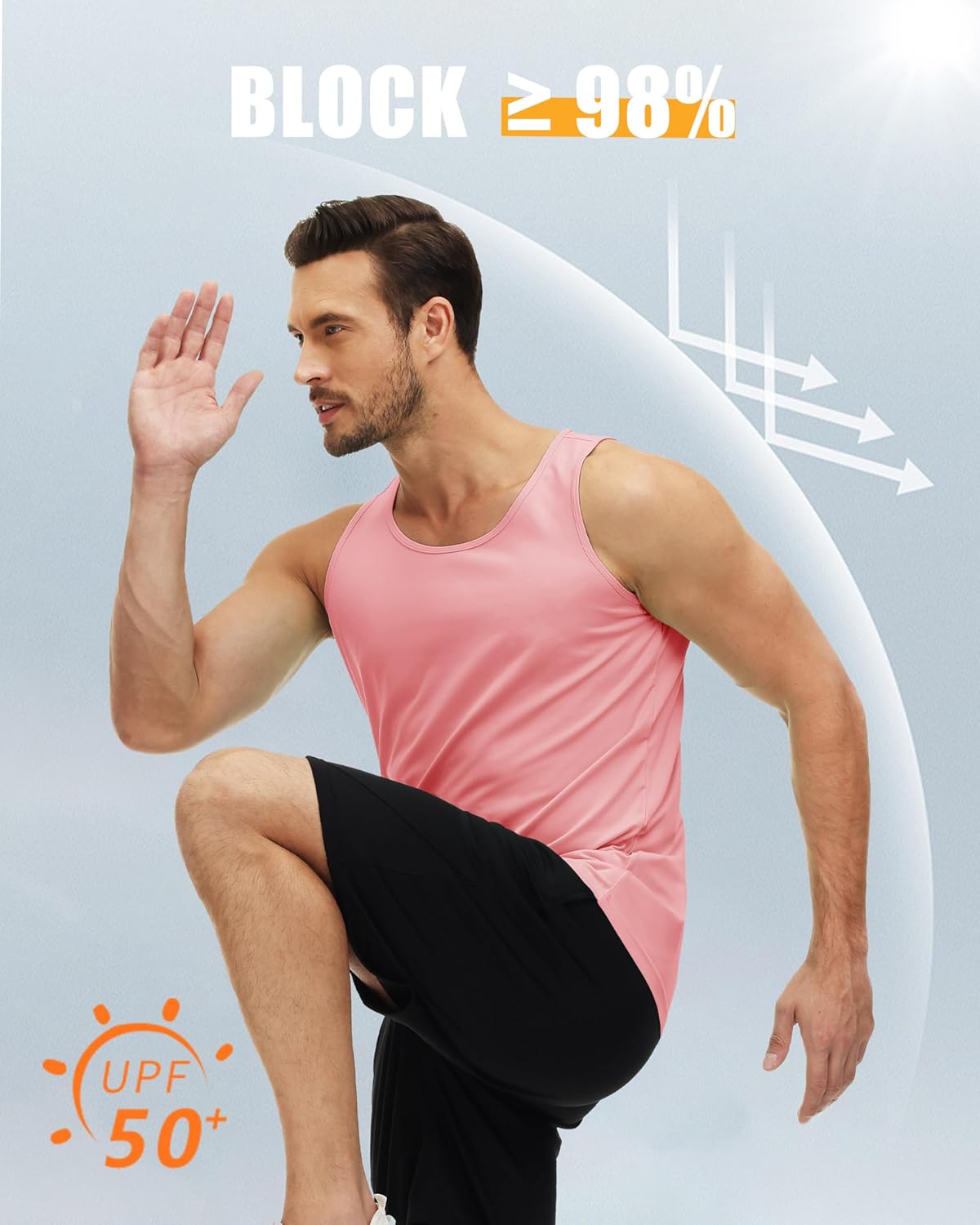 MAGCOMSEN Men's UPF 50+ Tank Top Quick Dry Summer Workout Muscle Sleeveless Shirts for Swim Beach Bodybuilding - Image 4