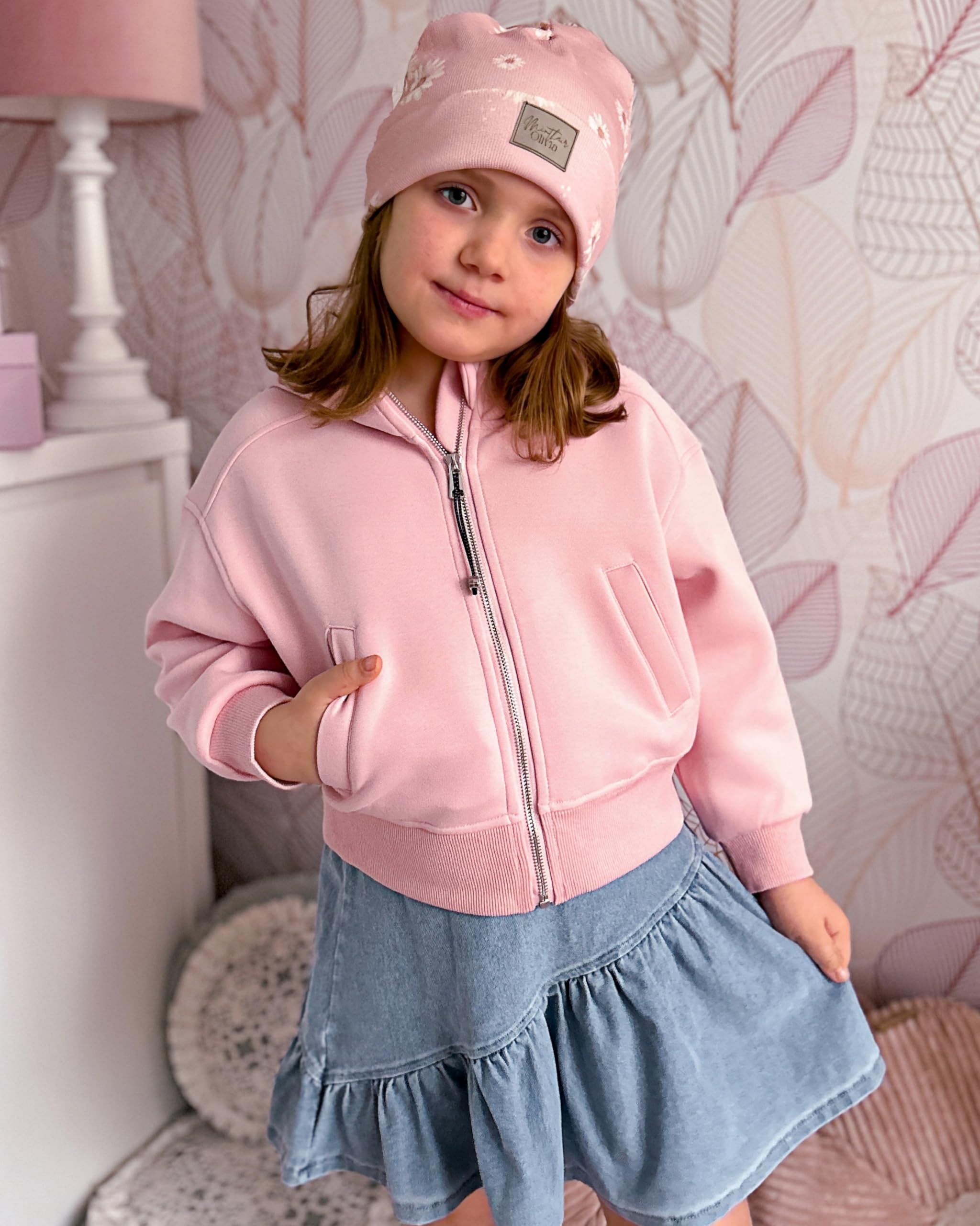 Rolanko Sweat à Capuche Zippé pour Filles, Veste à Capuche à Manches Longues Sweat-Shirt Chaud avec Poches pour Enfants