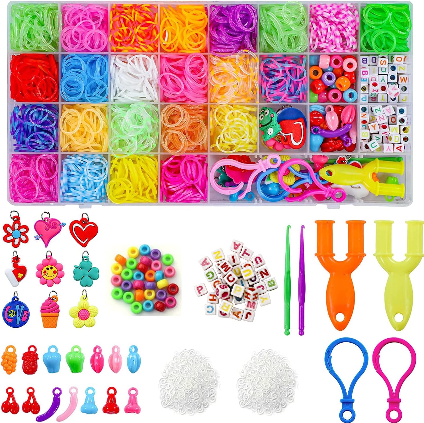 NG1 600pc Loom Bands Tub Starter Pack With Hook Tools Charms Art Craft