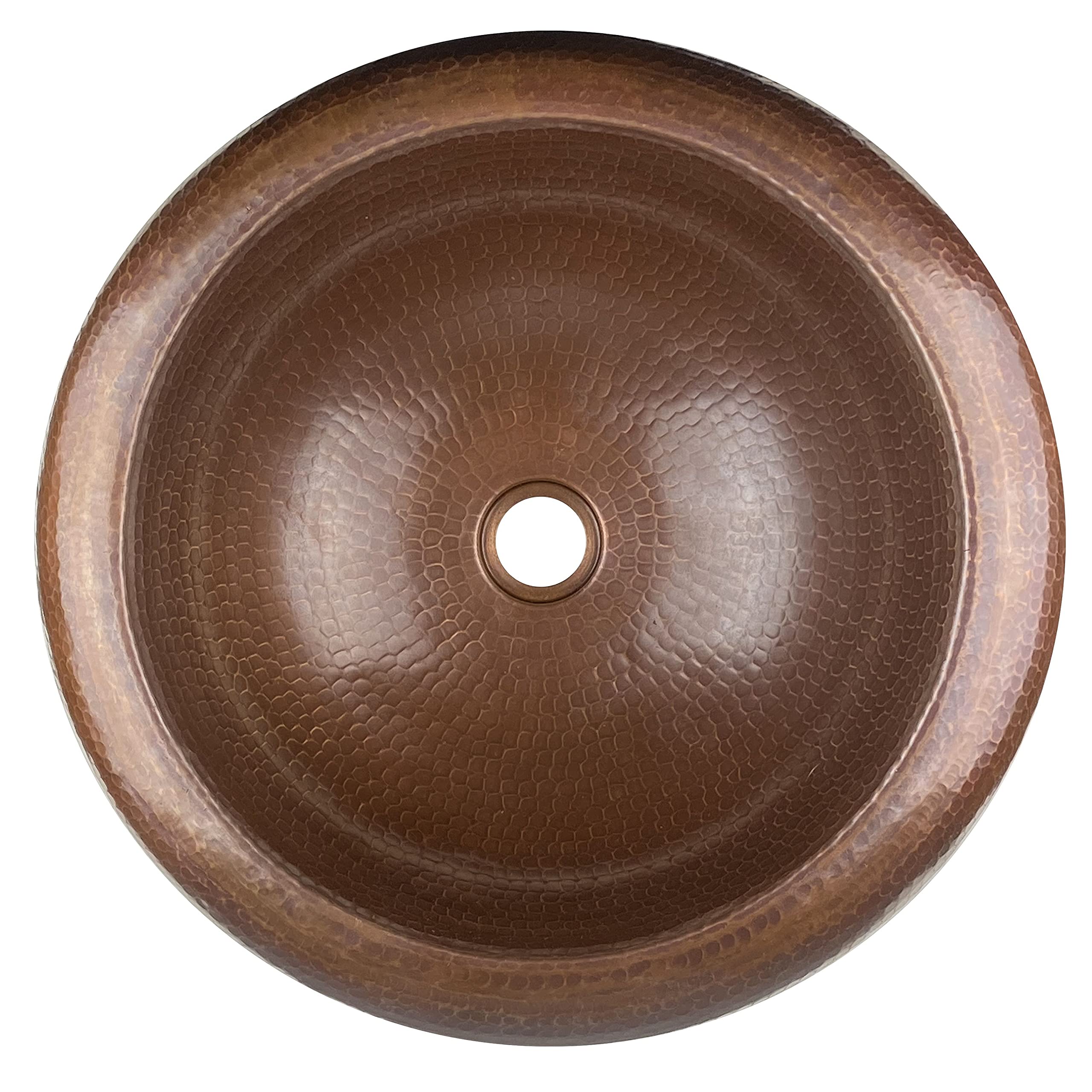 Cerames Alhambra - Lavabo de cobre puro 43,5 x 43,5 cm martillado a mano, lavabo empotrado, cobre forjado a mano de México