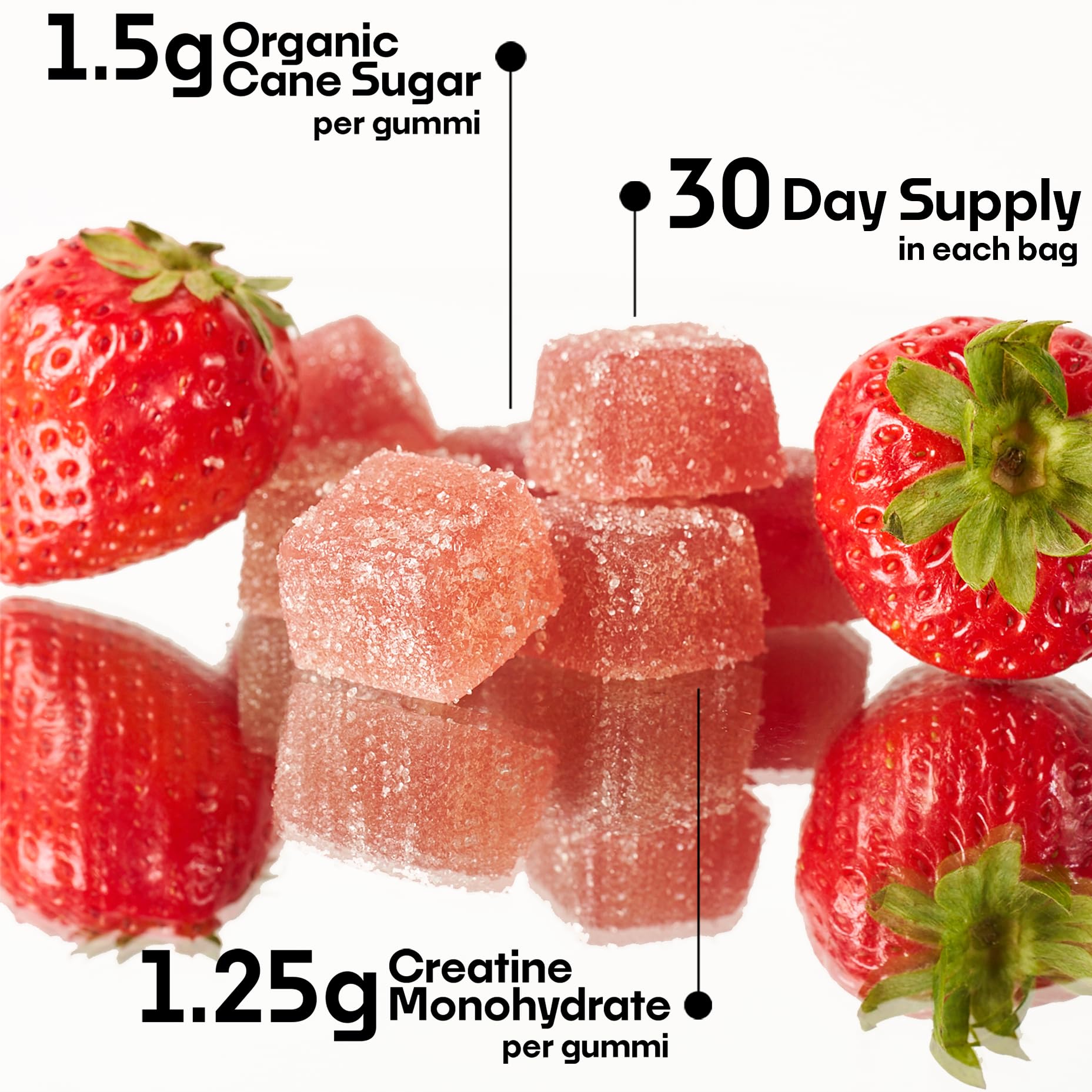 3rd Party Tested Creatine Monohydrate Gummies for Men & Women – Creatine Gummies 5 grams per Serving, Strawberry Flavor, 120 Count, Vegan,Gluten-Free, USA Made, 30 Day Supply–Boost Strength & Recovery