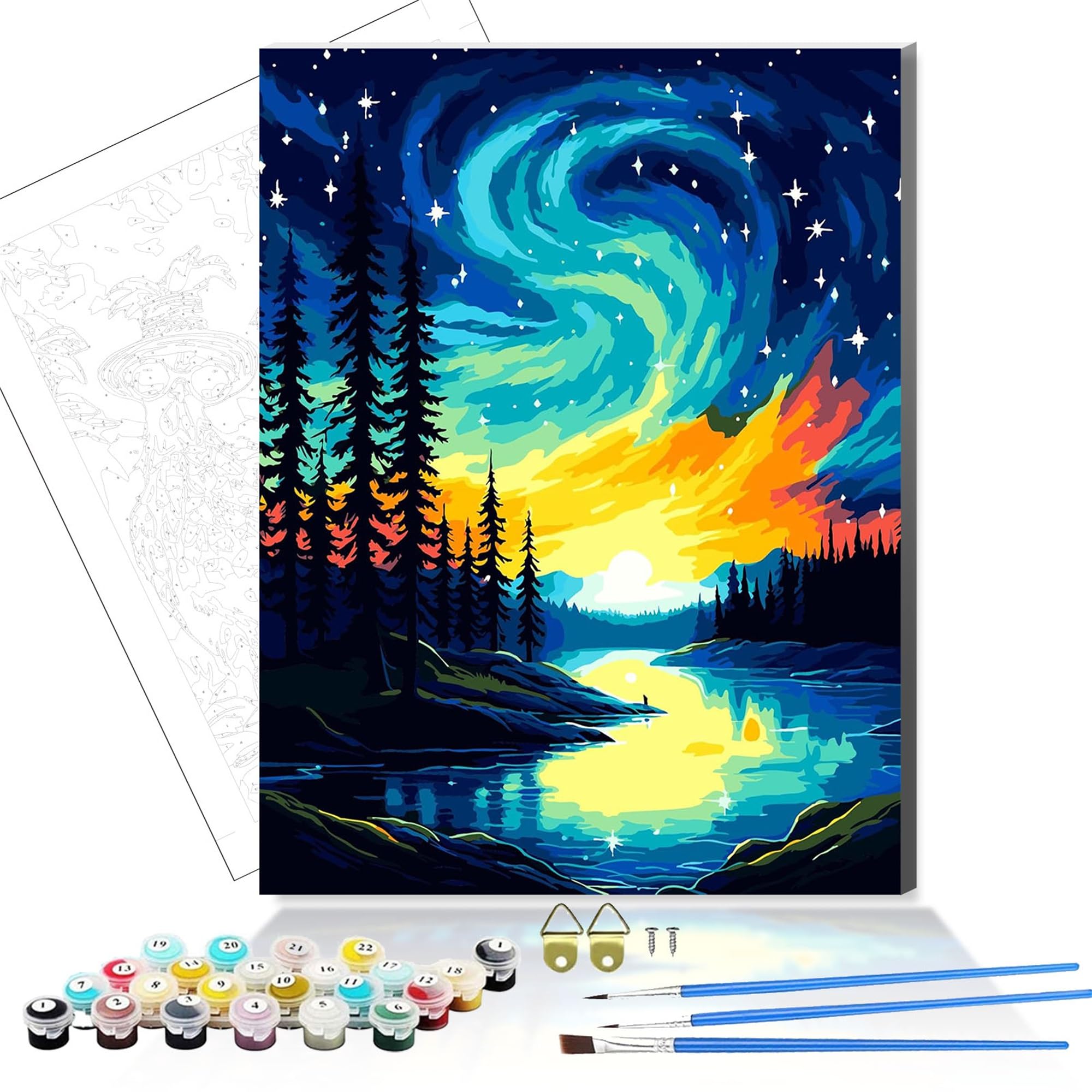 Dsfefv Night View Diy Paint By Number For Adults,Wooden Framed Painting Kits For Adult,Easy Color By Numbers Acrylic,Small Paint By Number Canvas Crafts Watercolor For Beginner Room Decor (Night View)