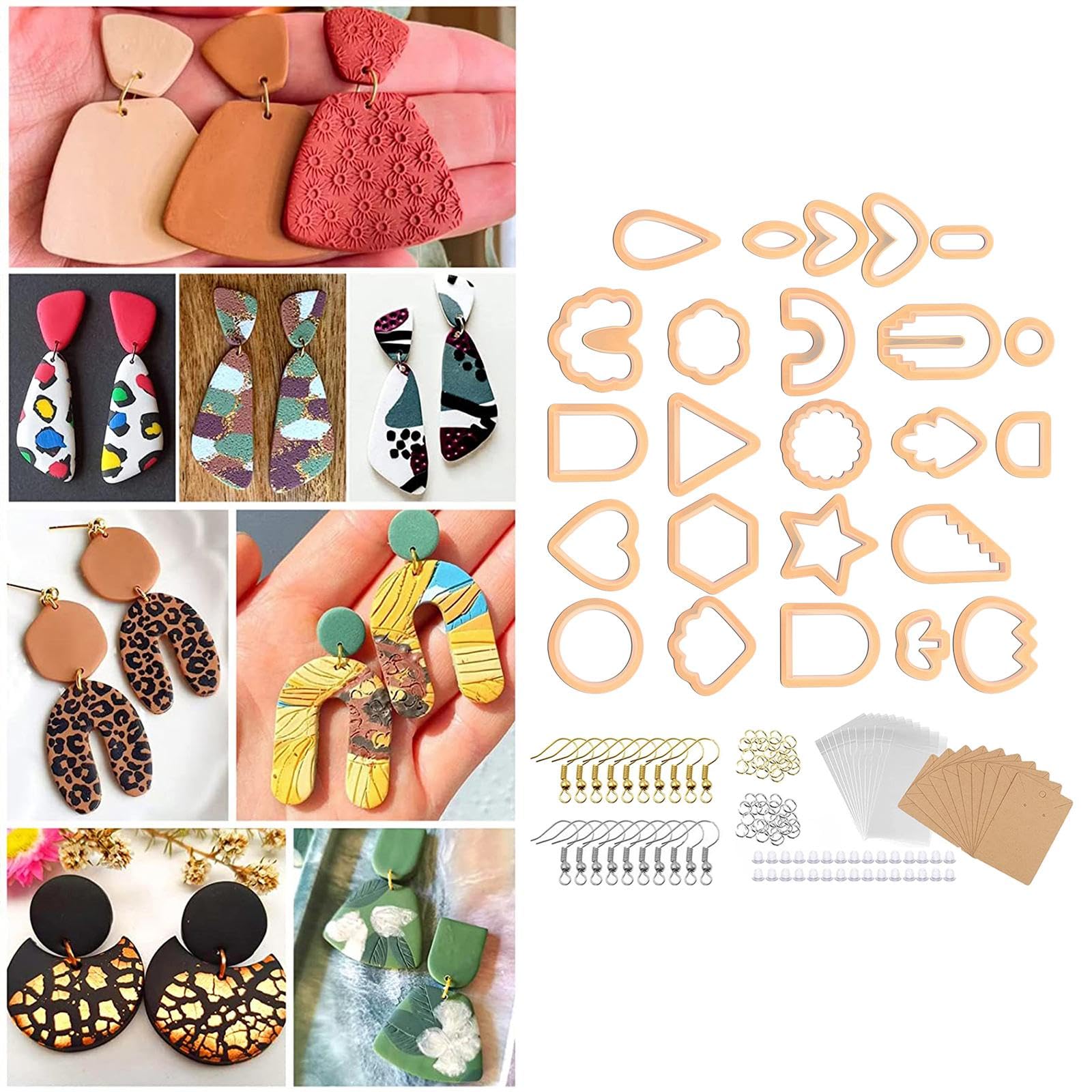 Adoorniequea 5 Set 124 Stück Cutter für Polymer Clay Ohrringe Geometrisch für Polymer Clay Ohrring Orange Orange 124 Stück