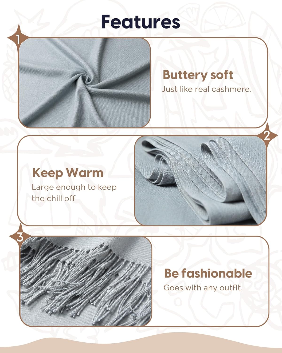 maamgic Women's Winter Scarf Soft Warm Scarf for Women Cozy Shawl Wraps for Women Lightweight Pashmina Style Wrap - Image 5