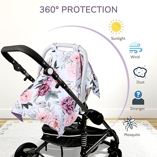 Miniatura 4 de Peekaboo - Funda para asiento de automóvil para bebé, niñas, niños, mamás, lactancia, manta para bebé, color rosa y morado