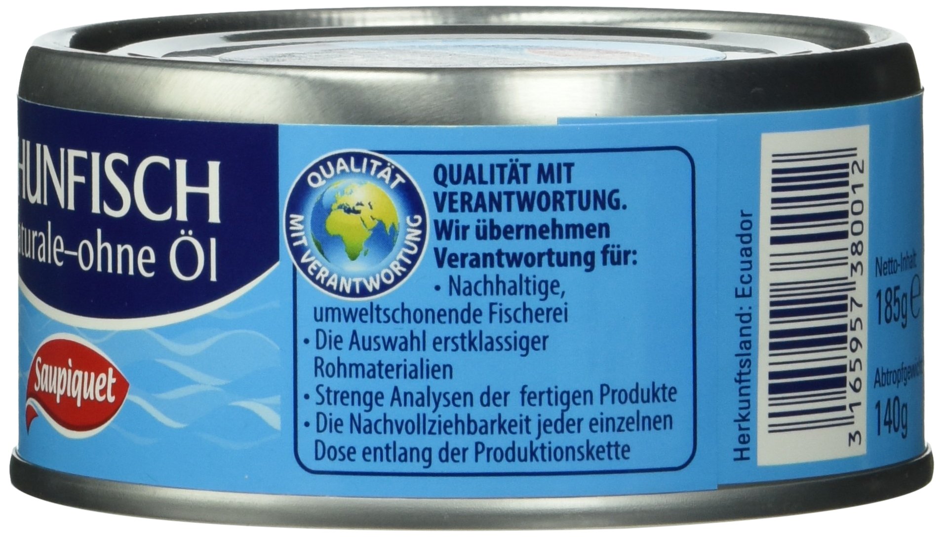Saupiquet Thunfisch - stücke in Wasser, 24er Pack (24 x 185 g)
