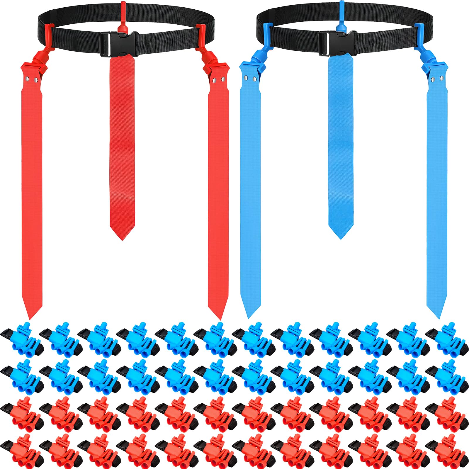 YFNVH 12 Player Tag Rugby Belt Set, 12 Adjustable Belts with 36 Flags