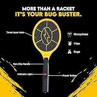 Vista 2 de DEVOGUE Paquete de 2 matamoscas eléctrico, matamoscas y insectos, funciona con pilas, matamoscas para interiores y exteriores, para control