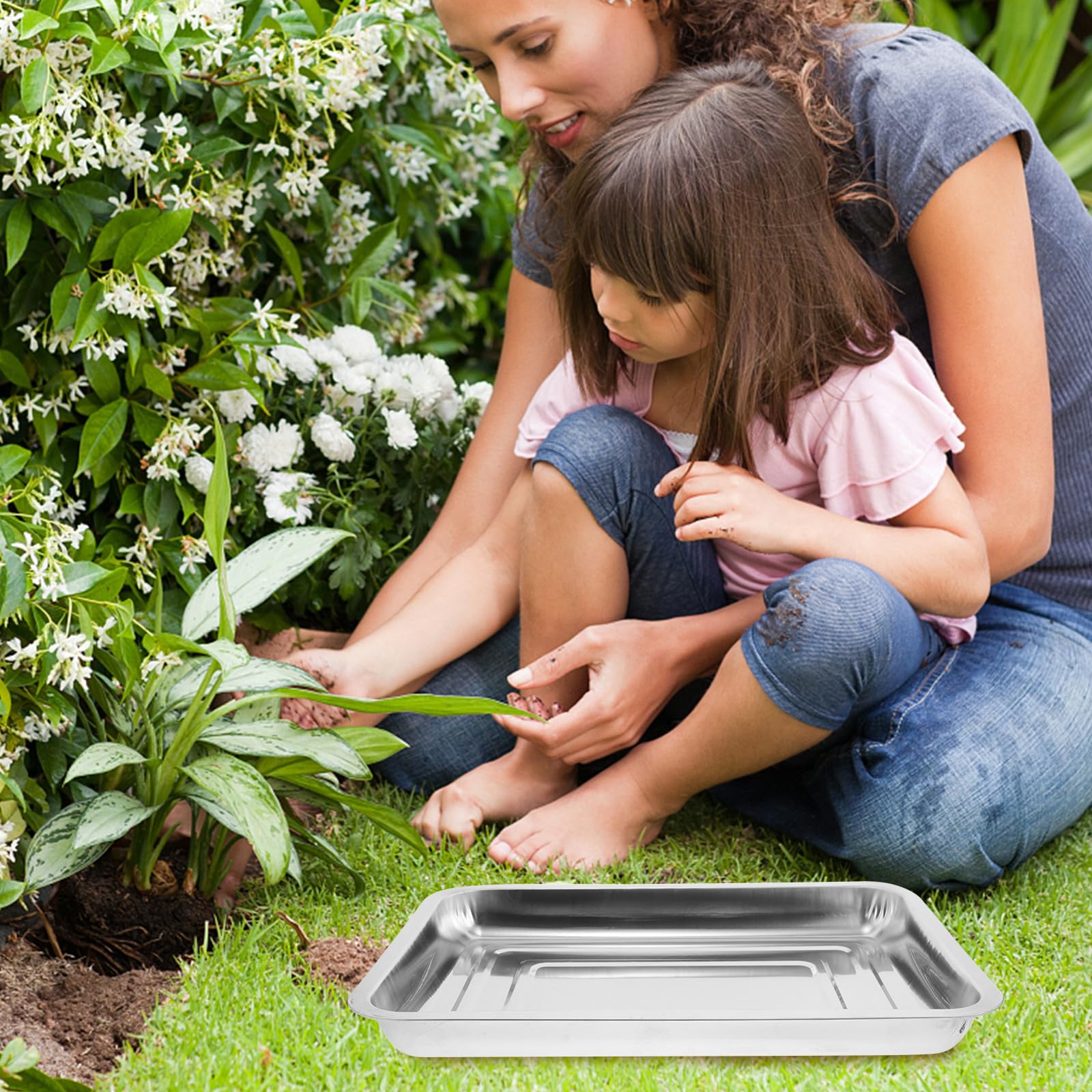 DOITOOL 6 Bandejas de Acero Inoxidable para Germinación de Semillas y Plantas, Bandejas Portátiles y Fáciles de Trasplante para Jardinería Interior y Viveros