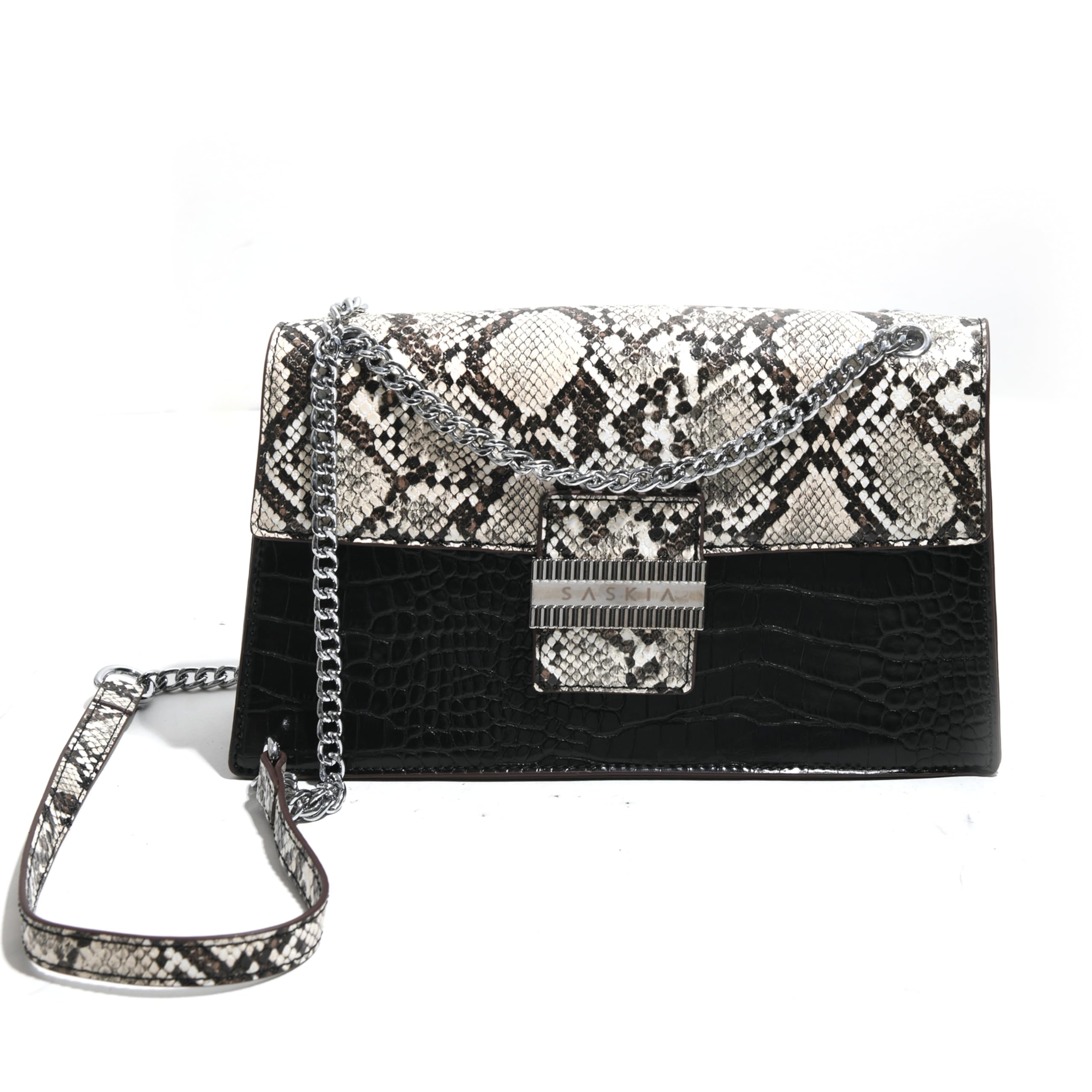 saskia PU Leather Crossbody Bag for Women with Magnetic Closure, PU & Metal Chain - Nexara (Black)-picture-20