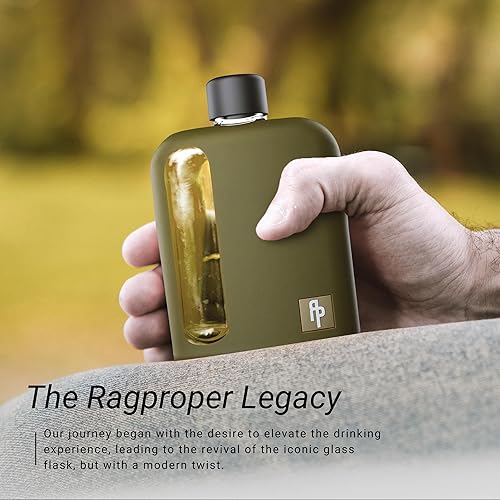 Miniatura 5 de Ragproper Frasco de Cadera de Cristal Moderno para Hombres Forros de Tapa de Corcho y Silicona Agarre Firme Bordes Curvos Frasco Cubierto de