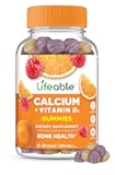 Lifeable Calcium with Vitamin D3 Gummies | Calcium 500 mg D3 1000 IU | Great Tasting Bone Strength Supplements | for Bone Health | Calcium Gummies for Women, Men | 60 Gummies