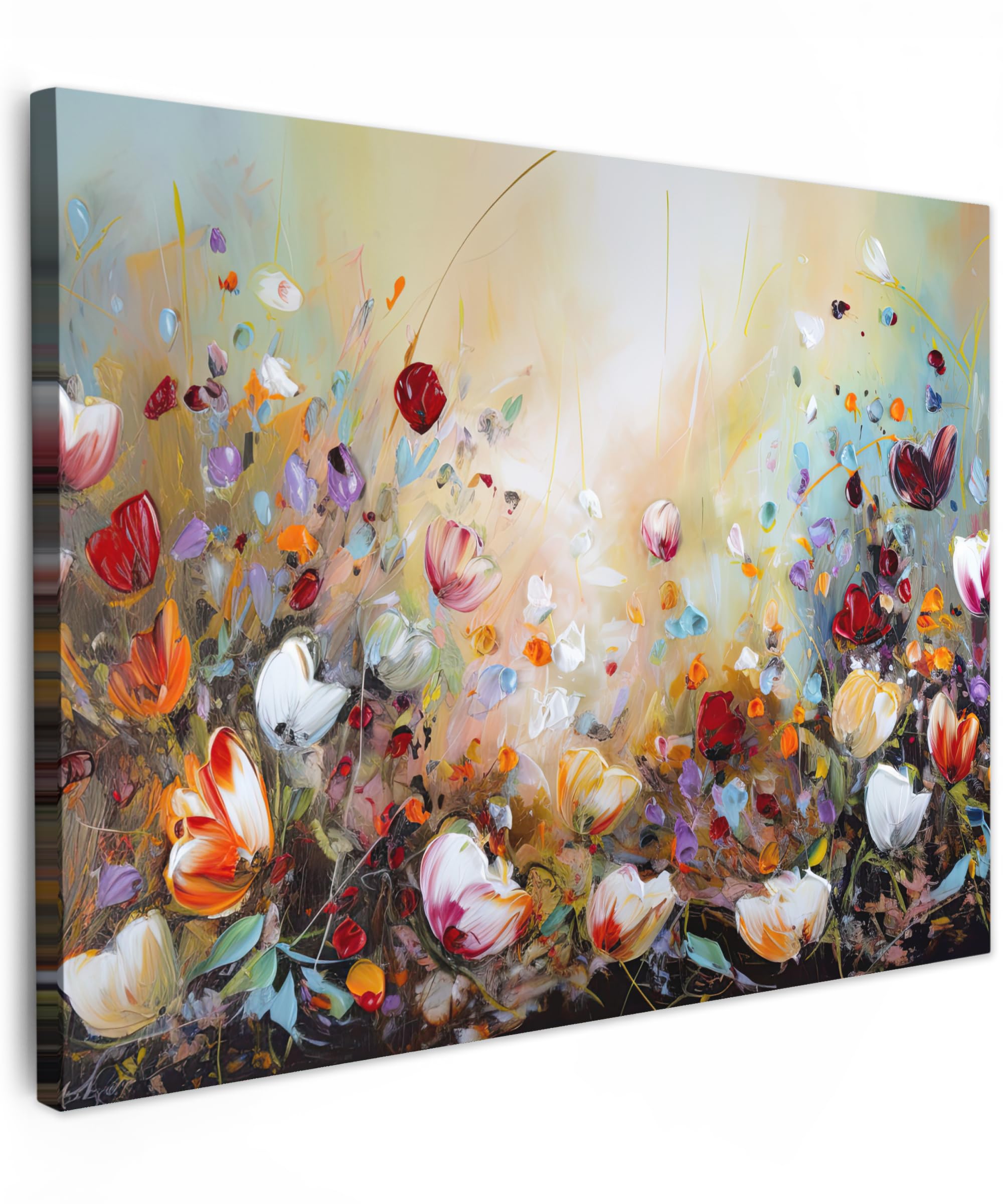 MuchoWow© Wandbilder 70x50 cm Wohnzimmer Wanddeko Schlafzimmer Zimmerdeko Fotowand Zimmer Deko Wand Dekoration Wall Art Kunstdruck - Öl - Blumen - Bunt - Natur