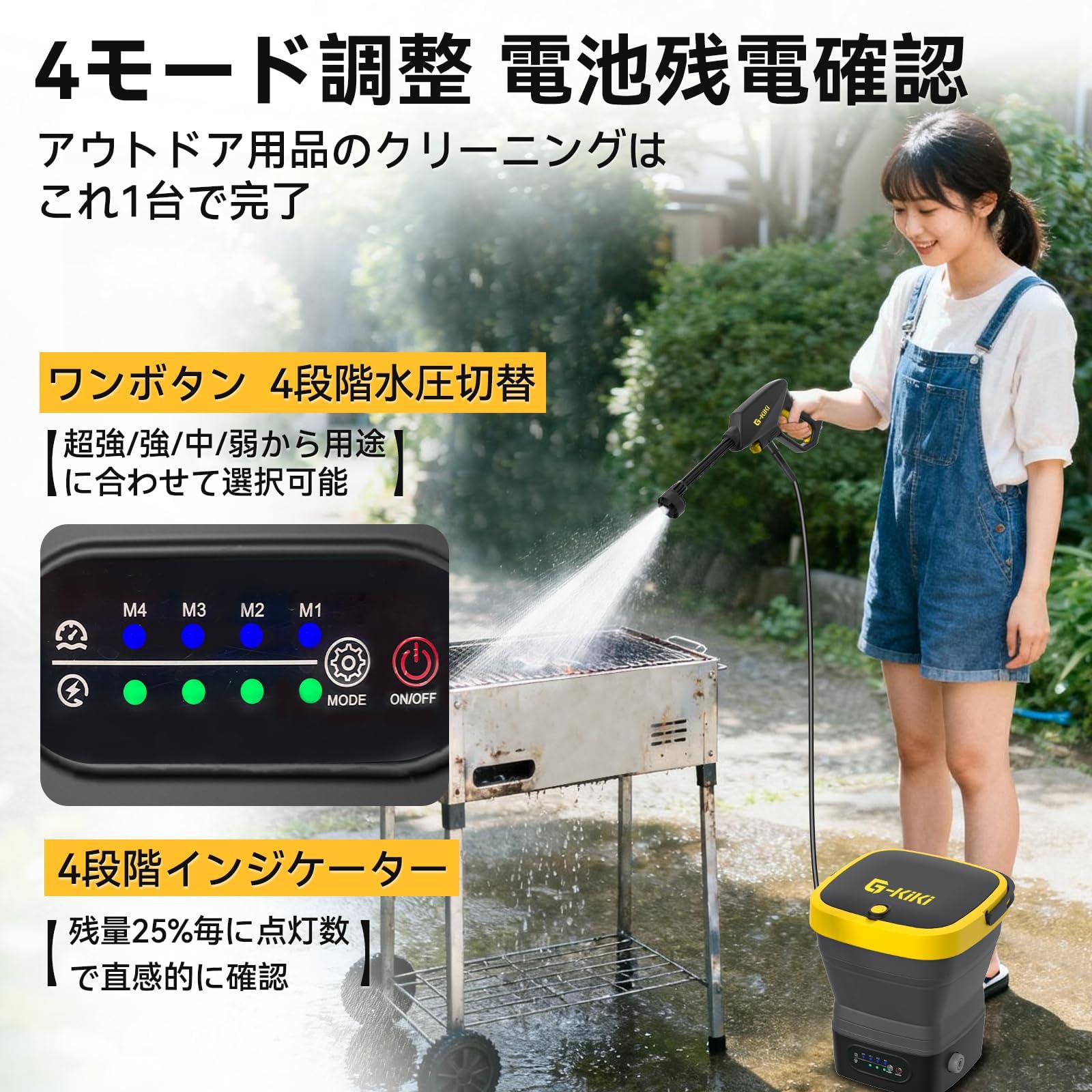 【業界初・ワンタッチロックで連続噴水・バッテリー交換可能・45分連続使用】8MP Amazon | 【ワンタッチ連続噴射＆バッテリー交換対応】コードレス高圧