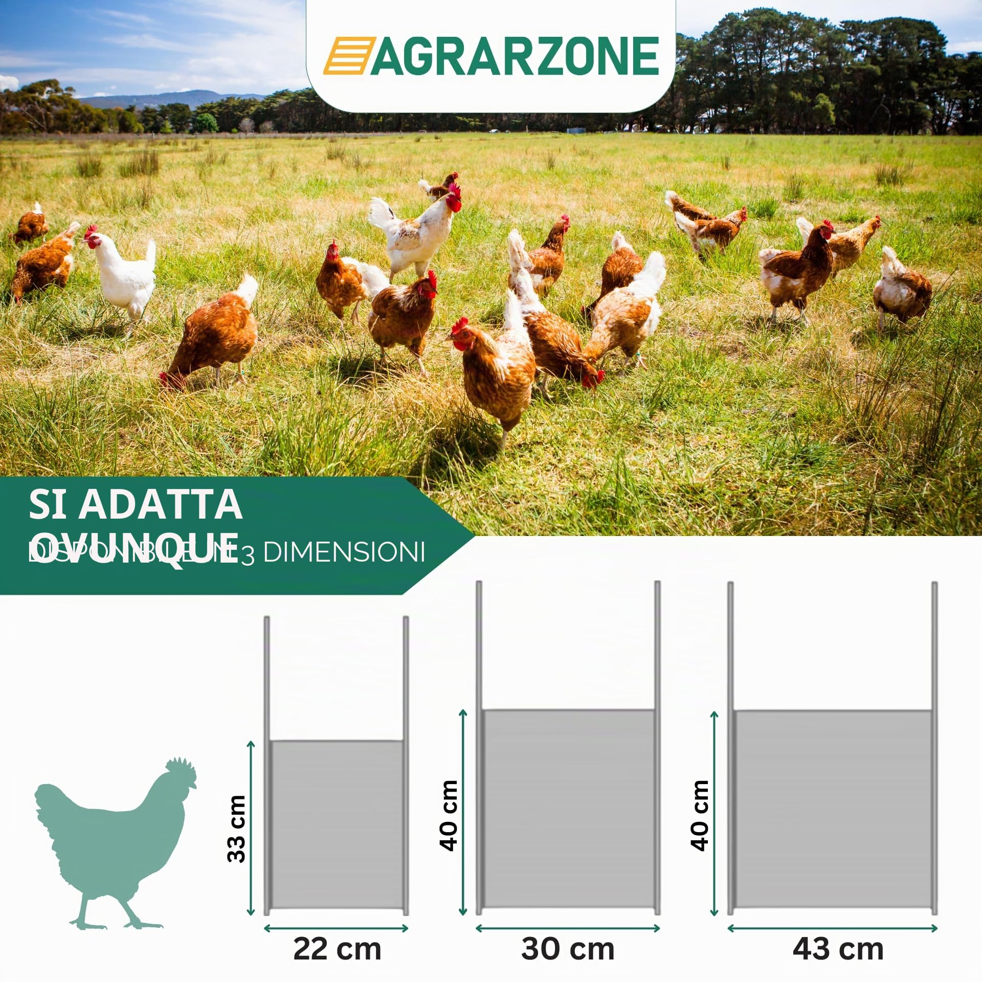 Agrarzone Porta automatica per pollaio 43 x 40 cm - Triplo controllo: timer, sensore luce o manuale - Design robusto e sicuro con arresto di emergenza