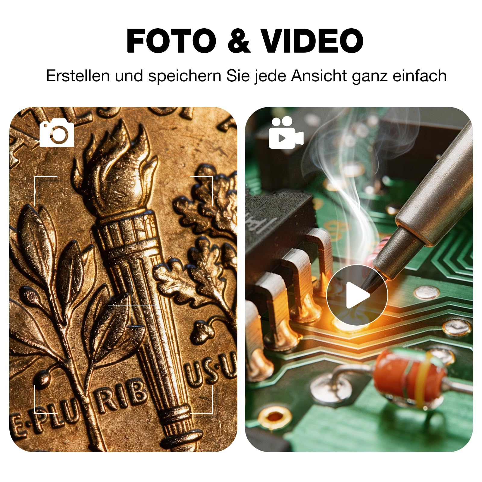 Leipan Digitales Mikroskop mit Flex Arm, 5" HD Display Bildschirm | Mikroskop mit Foto & Video, 8 einstellbare LEDs, Münzprüfung & Löten, Lötlupe für Erwachsene, PC-kompatibel