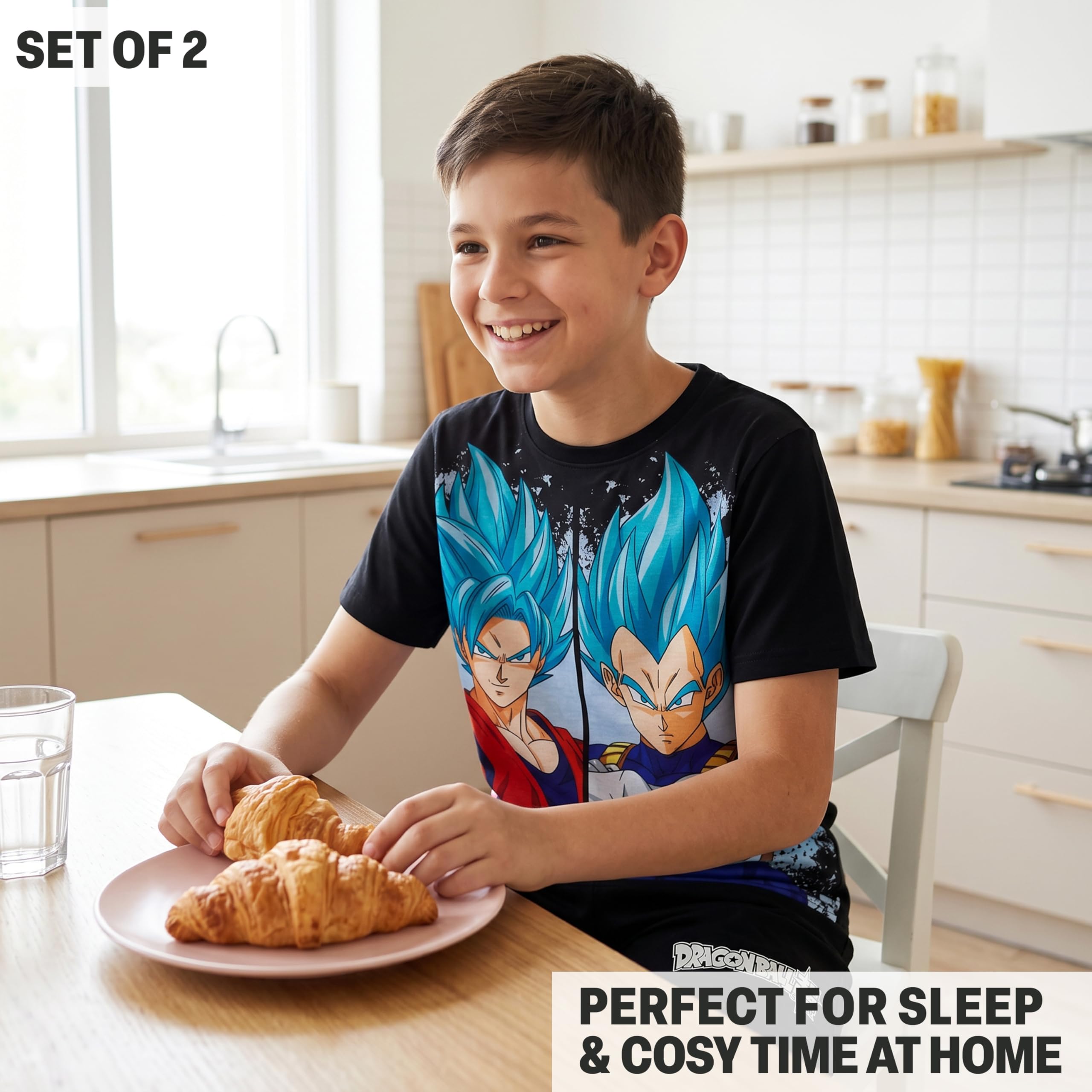One Piece Dragon Ball Z Pijama Niño Verano 2 Pack 7-14 Años Conjunto Camiseta Manga Corta Pantalones Cortos Regalos