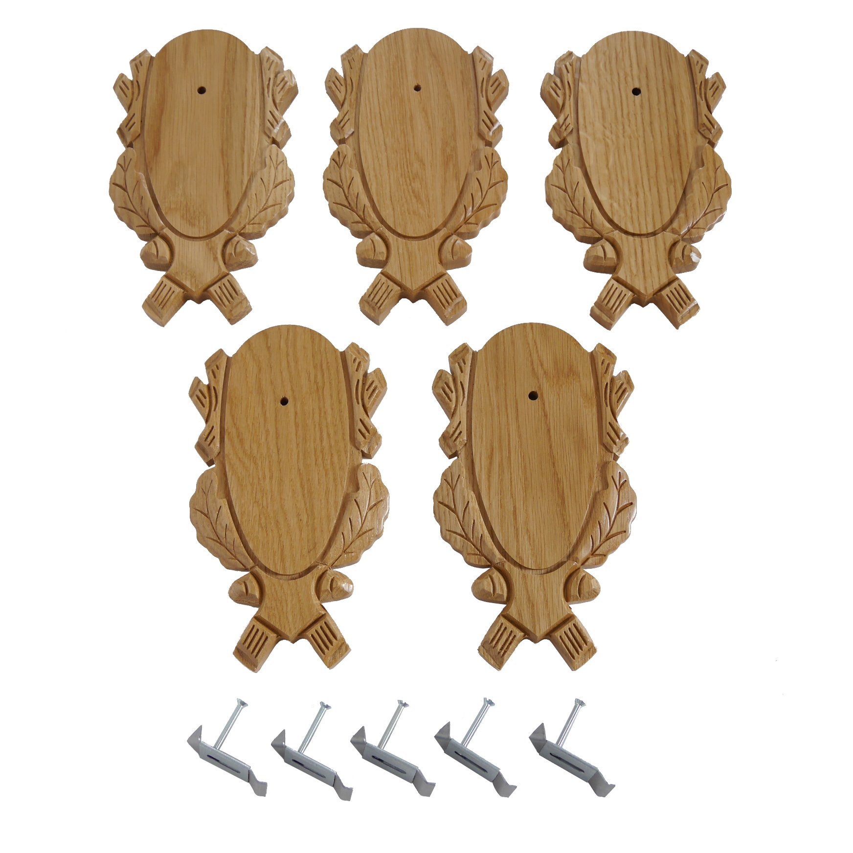 5 pieza de diseño de corzo talladas trofeo carteles claro + 5 unidades gehörn grapas