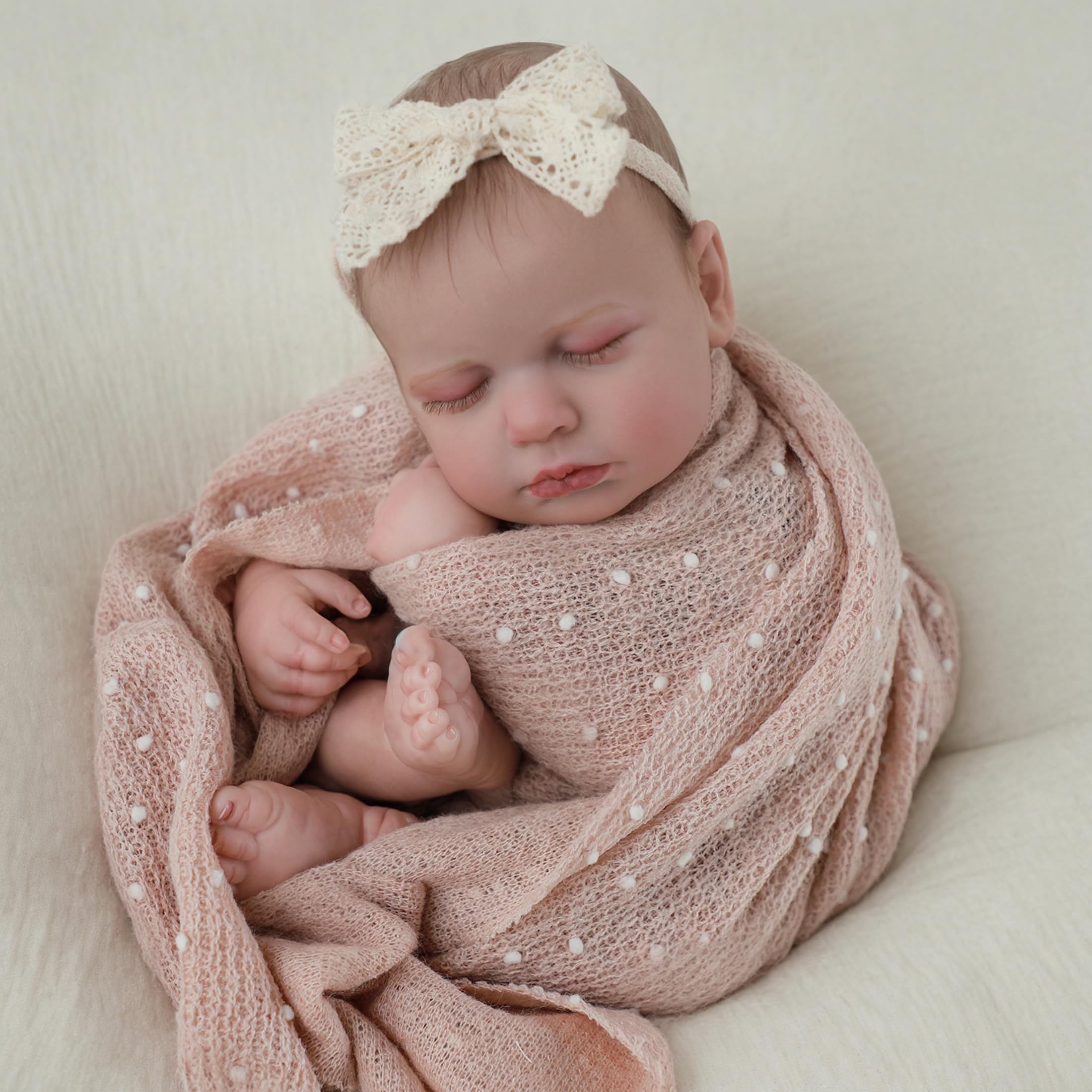 SCOM 20-Inch Reborn Baby Doll - Lifelike Silicone Baby Girl with Full Soft Vinyl Body, Washable & Poseable, 7-Piece Accessory Set - Safe Gift for Kids Ages 3+, Birthday/Christmas