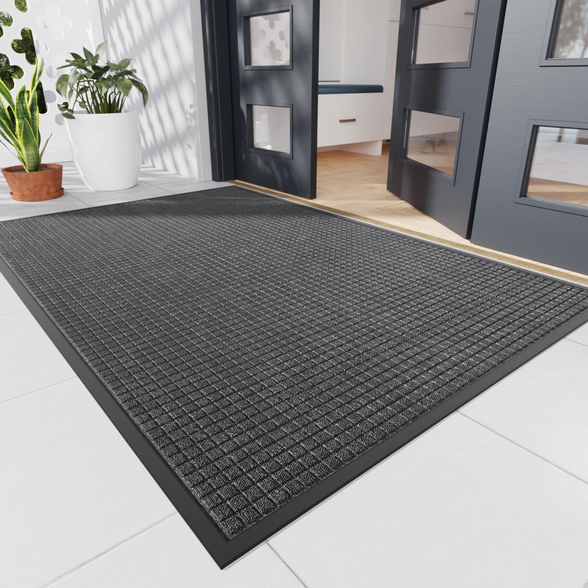 Naturei Durable Front Door Mat, 72" x 48" Heavy Duty Indoor Outdoor Doormat for Entryway, Non-Slip Rubber Backing, Stain and Fade Resistant Commercial Floor Mat for Home Office Entry