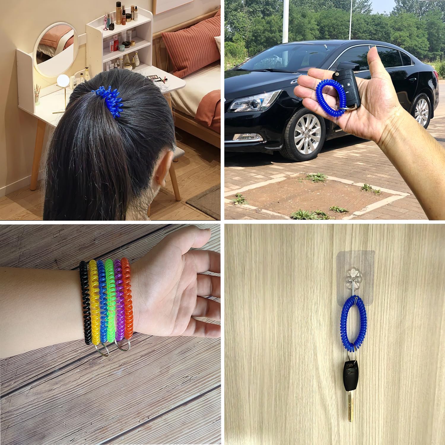 Pack of 36 Colorful Spring Spiral Wrist Coil Key Chain, Wristband Key Ring (Assorted Color) image 4
