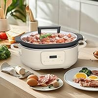 Vista 2 de MAGNIFIQUE 6 Quart Programmable Slow Cooker Removable Healthy Nonstick Pot - Small Kitchen Appliance for Family Dinners - Serves 6+ People - Heat