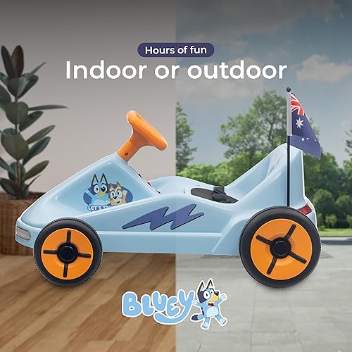Miniatura 6 de Bluey Go Kart eléctrico de 12 V para niños, juguete eléctrico con luces, cinturón de seguridad, de 3 a 6 años, construcción duradera de PVC y