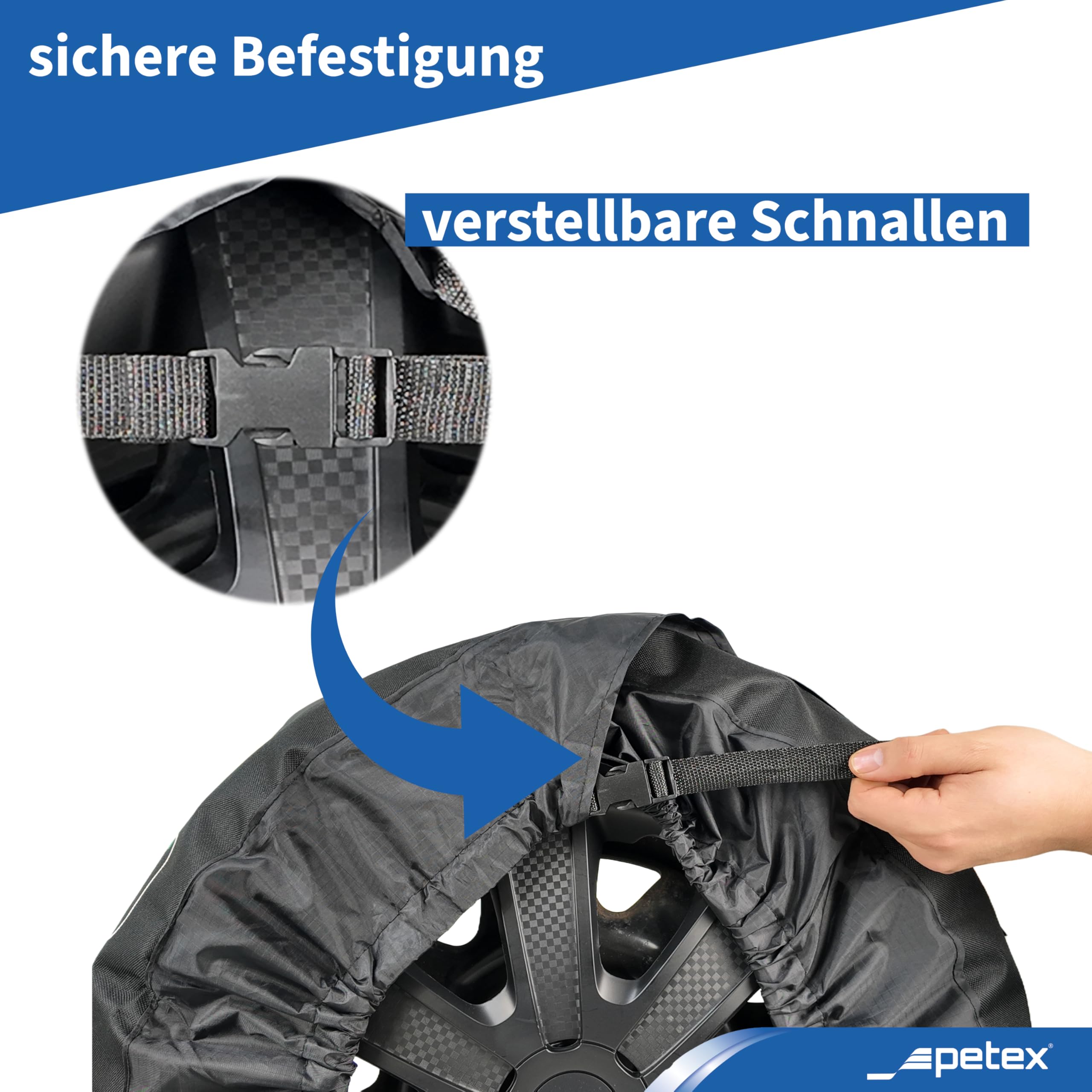 PETEX Juego de Bolsas para neumáticos, Color Negro, Varios tamaños (XXL/de 736 mm a 800 mm de diámetro)