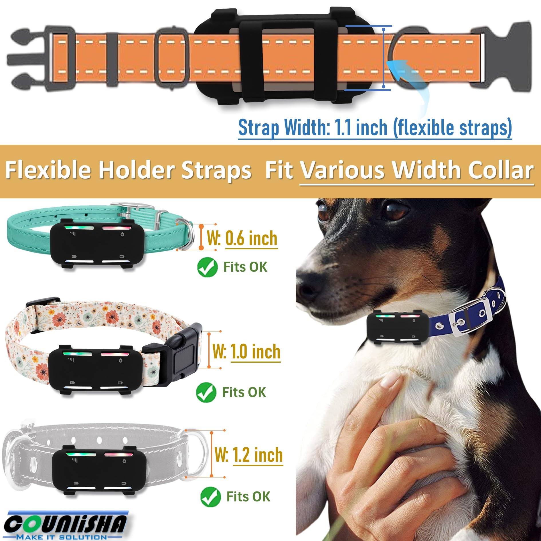 Supporto in silicone compatibile con Tractive GPS Tracker (versione 2025) per collare Dog6 Tag, copertura in gomma resistente, custodia sicura con cinturino (2 pacchetti, nero)