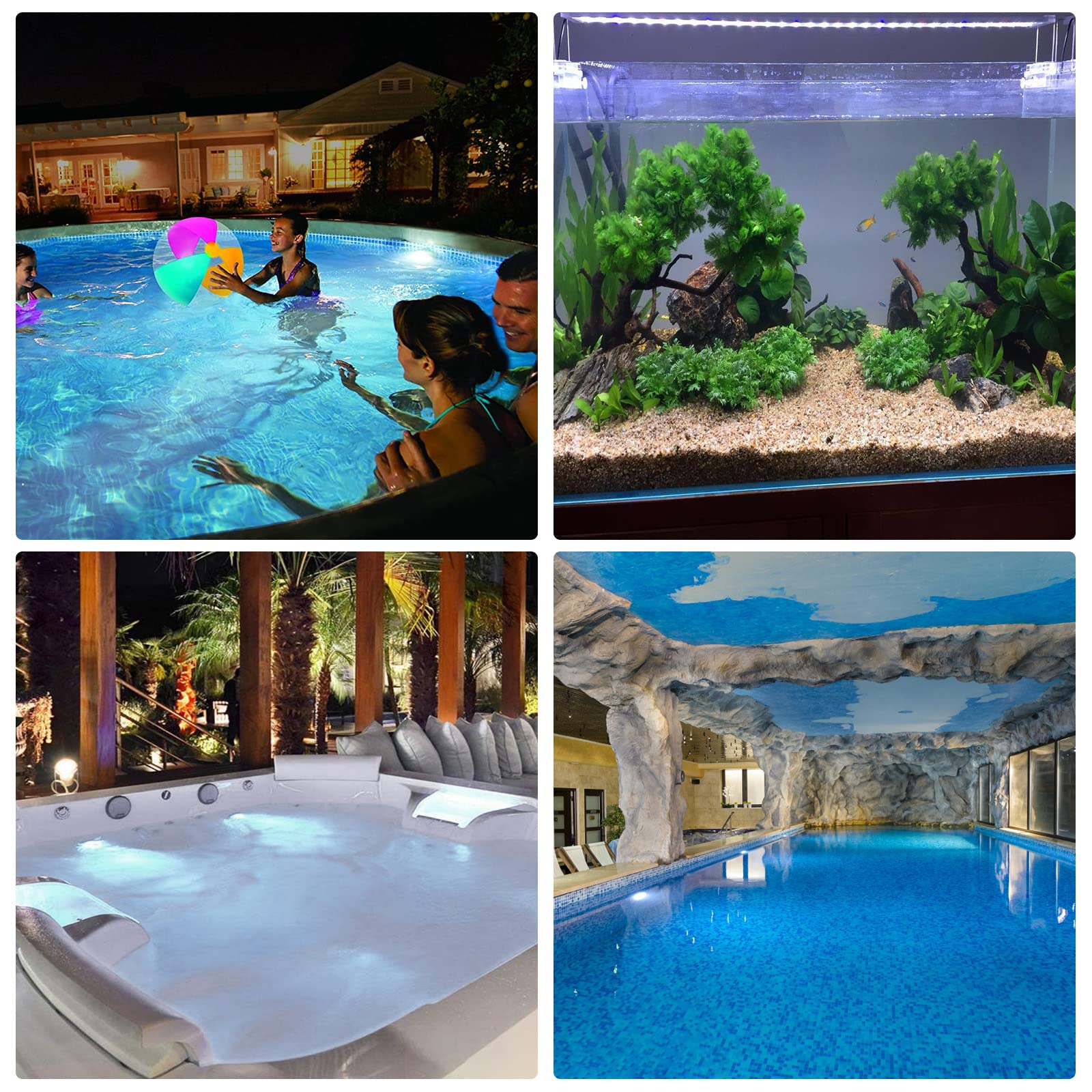 COOLWEST LED Poolbeleuchtung für Aufstellpool, 10W Weißes Poolscheinwerfer LED Magnet mit Fernbedienung und Saugnapf, IP68 Wasserdicht Unterwasser LED 6000K für Stahlwandpool, 12V DC, Timer, 7M Kabel